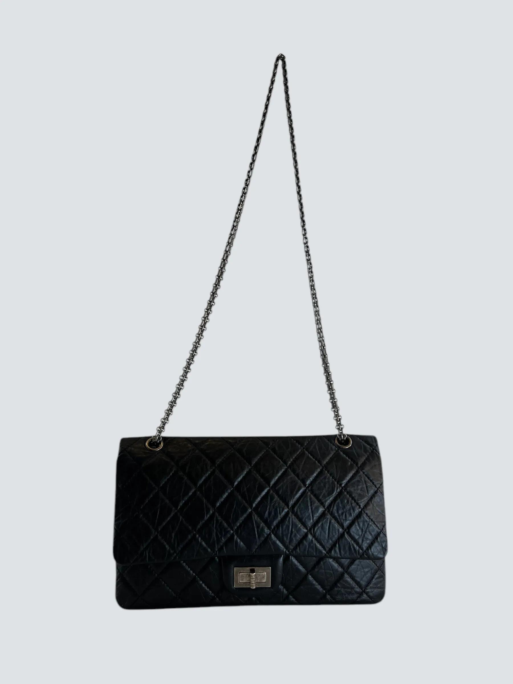Chanel Black Calfskin Leather Medium Re-issue 2.55