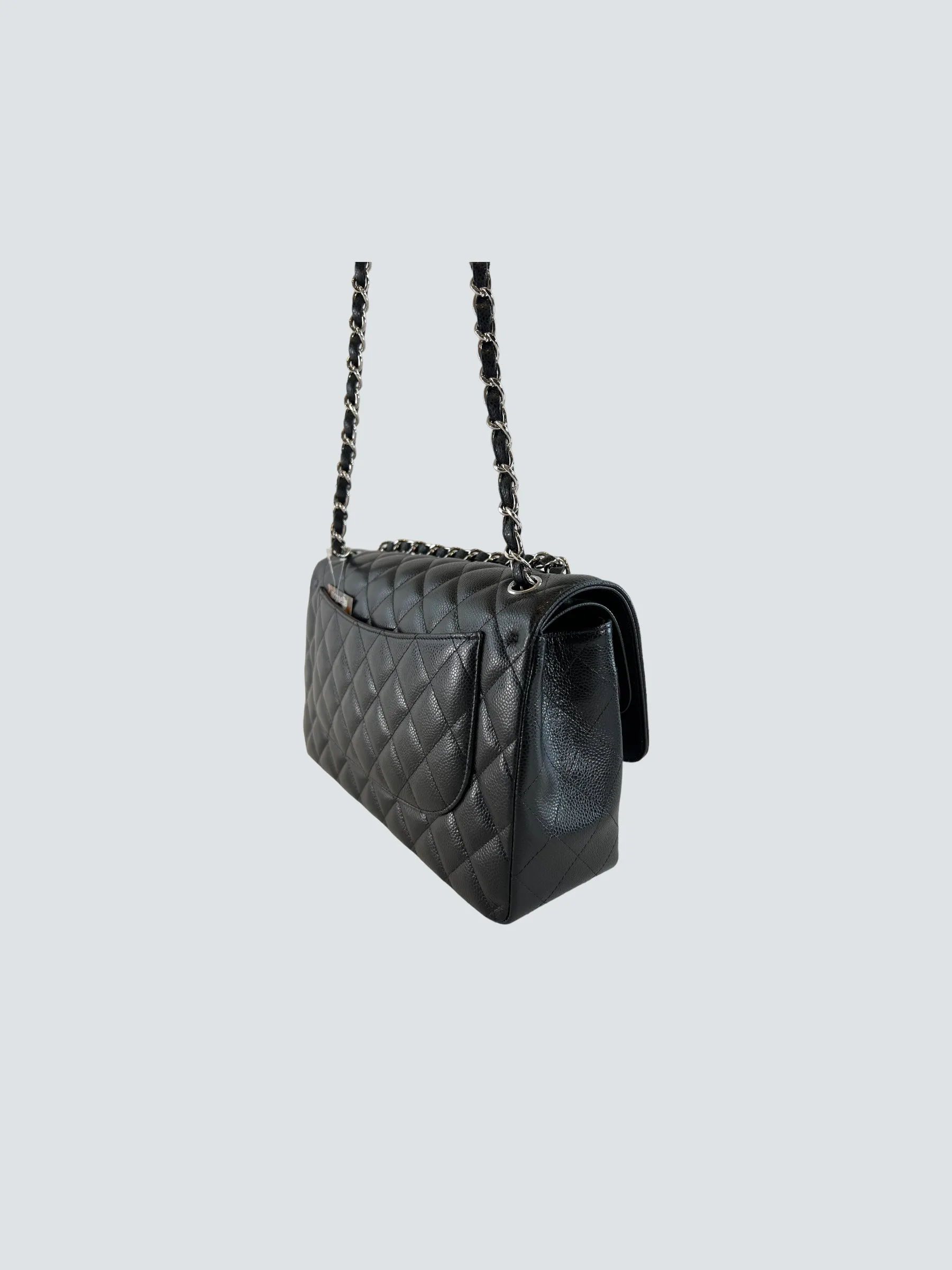 Chanel Black Caviar Leather Jumbo Double Flap