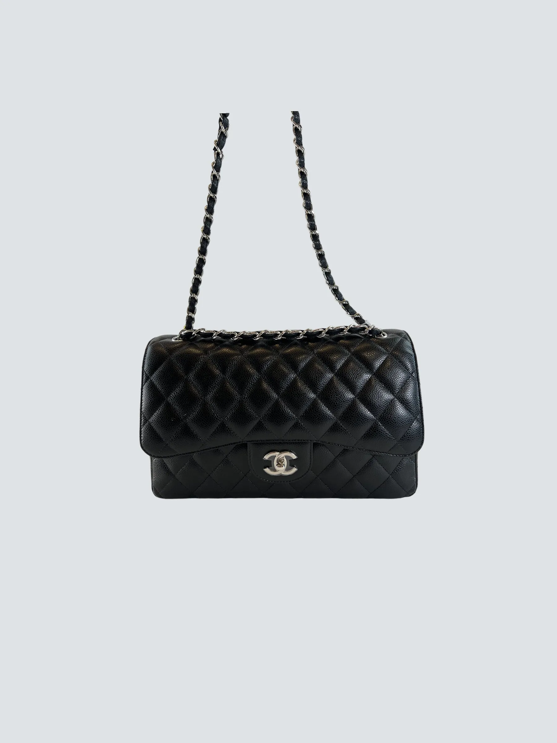 Chanel Black Caviar Leather Jumbo Double Flap
