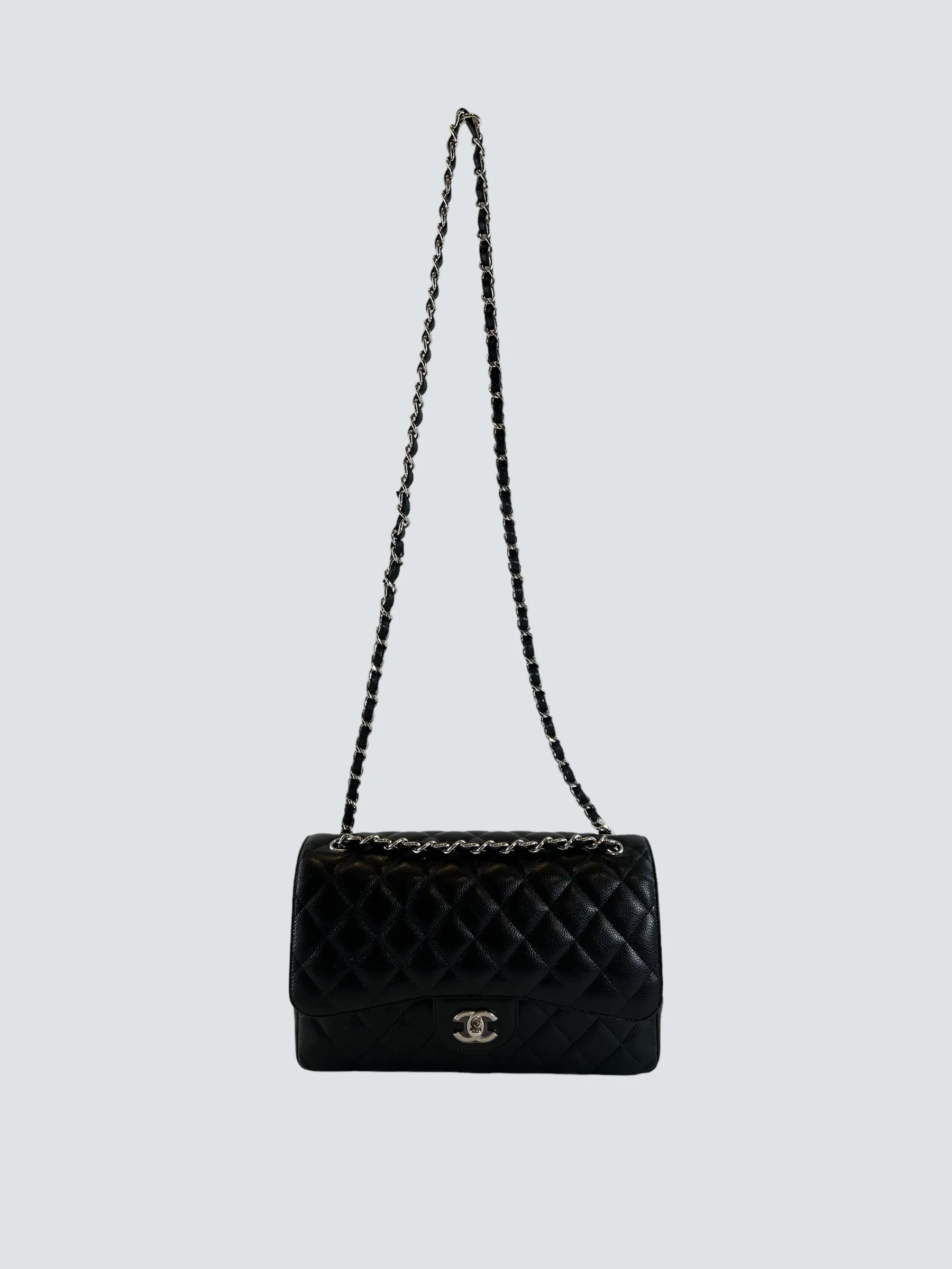 Chanel Black Caviar Leather Jumbo Double Flap