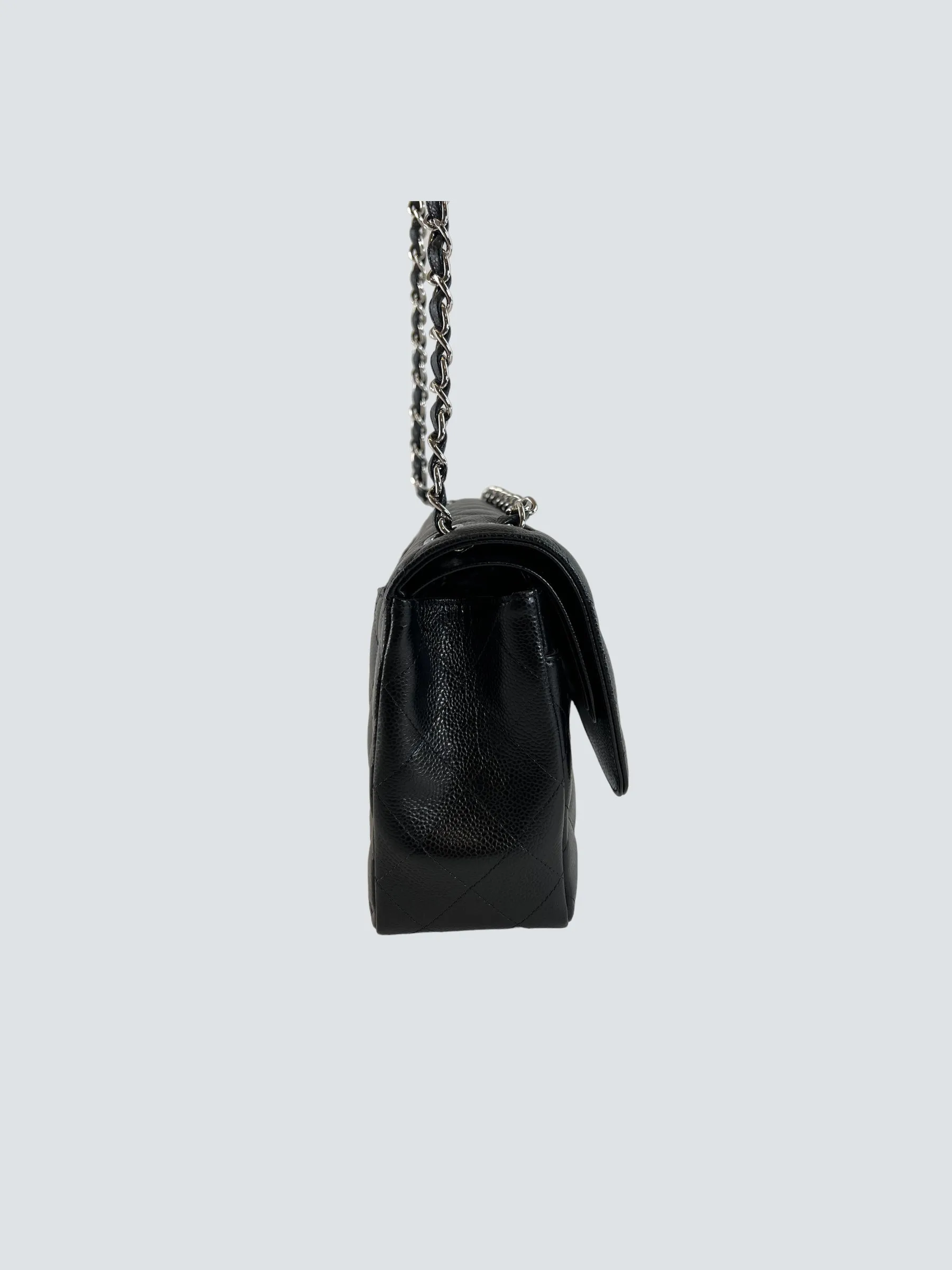 Chanel Black Caviar Leather Jumbo Double Flap