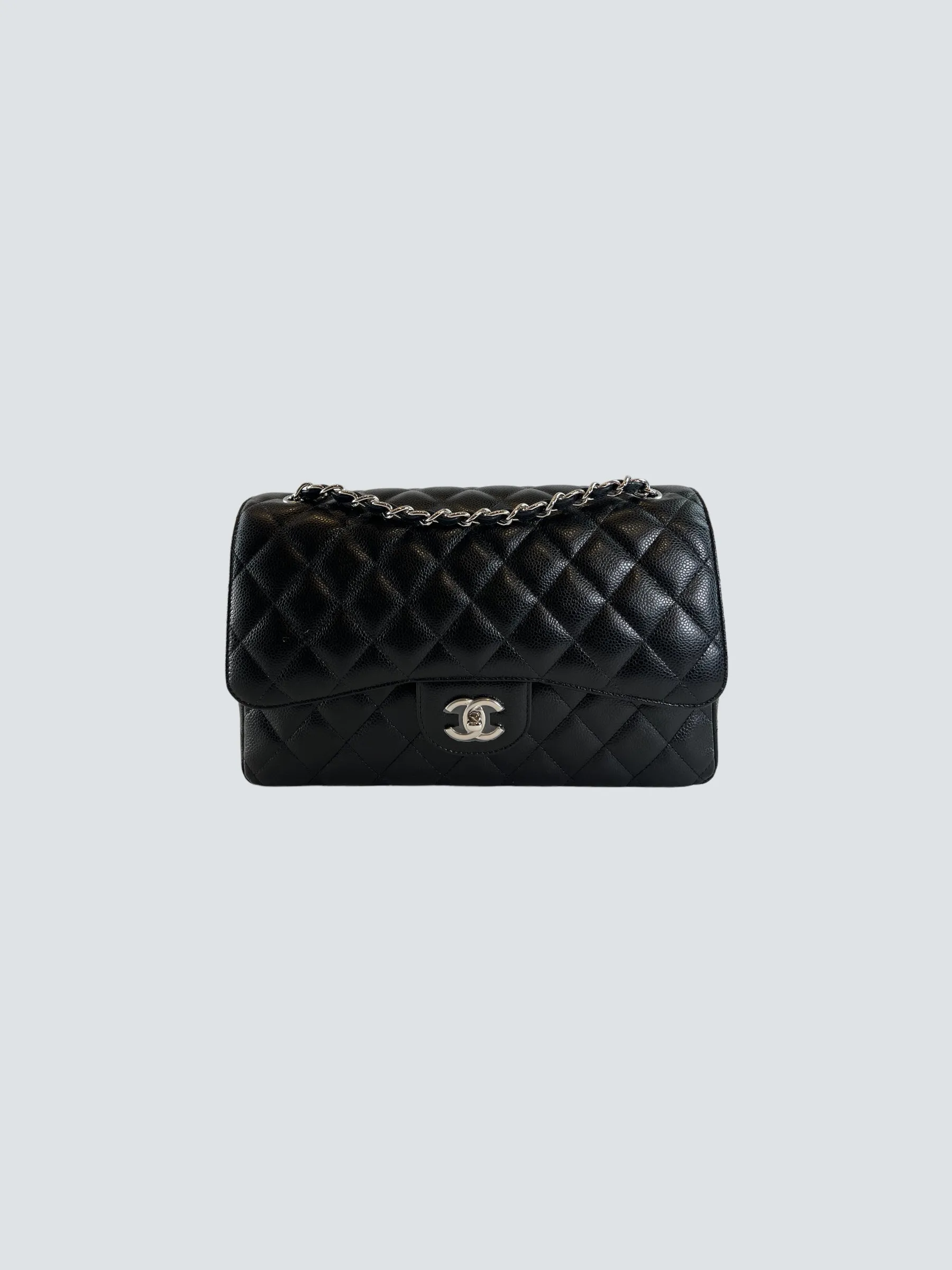 Chanel Black Caviar Leather Jumbo Double Flap