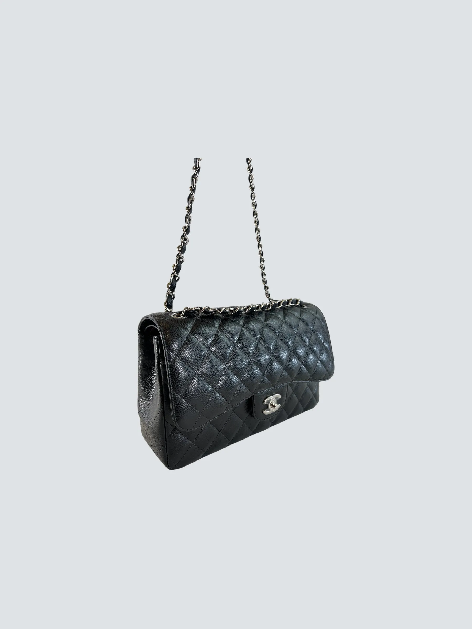 Chanel Black Caviar Leather Jumbo Double Flap