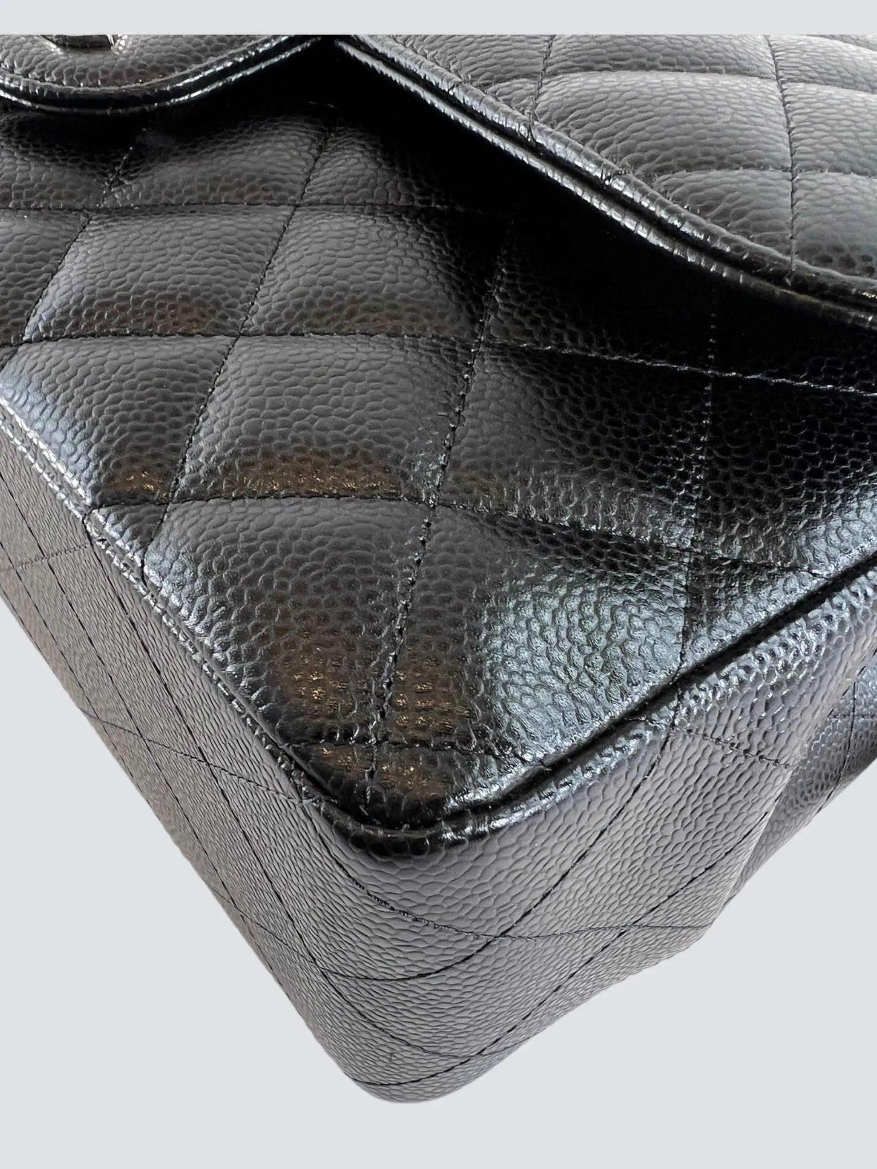 Chanel Black Caviar Leather Jumbo Double Flap