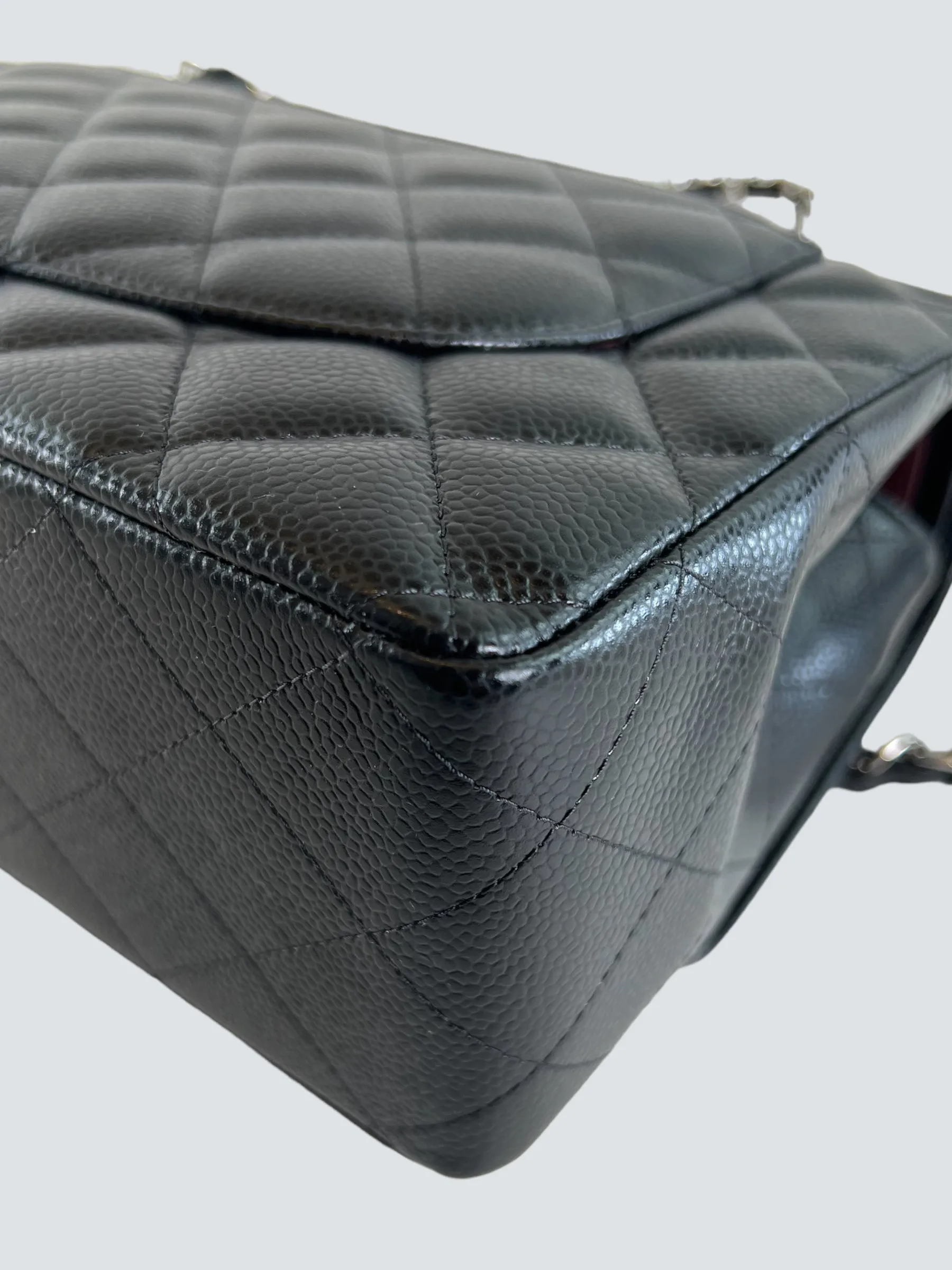 Chanel Black Caviar Leather Jumbo Double Flap