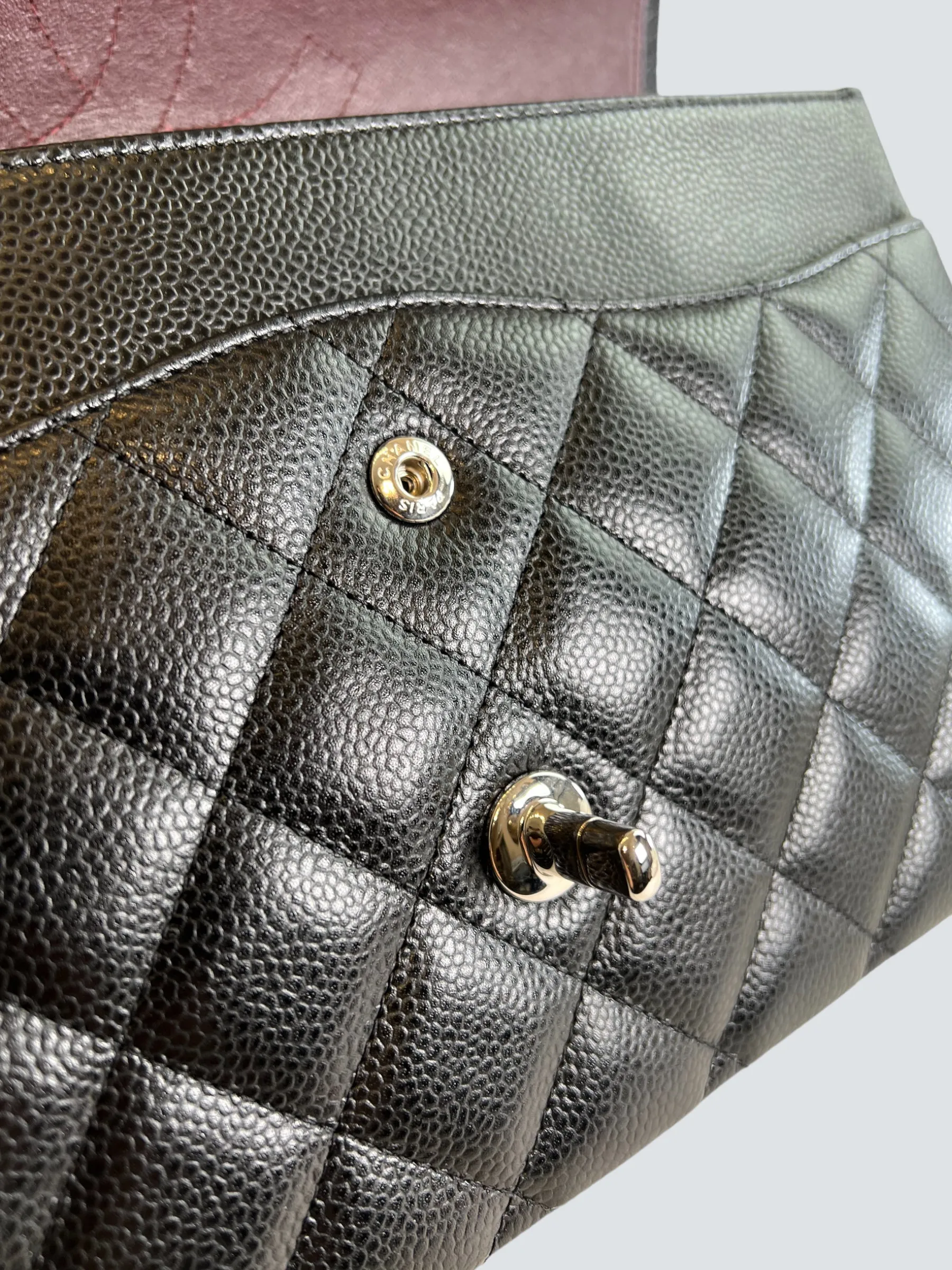 Chanel Black Caviar Leather Jumbo Double Flap