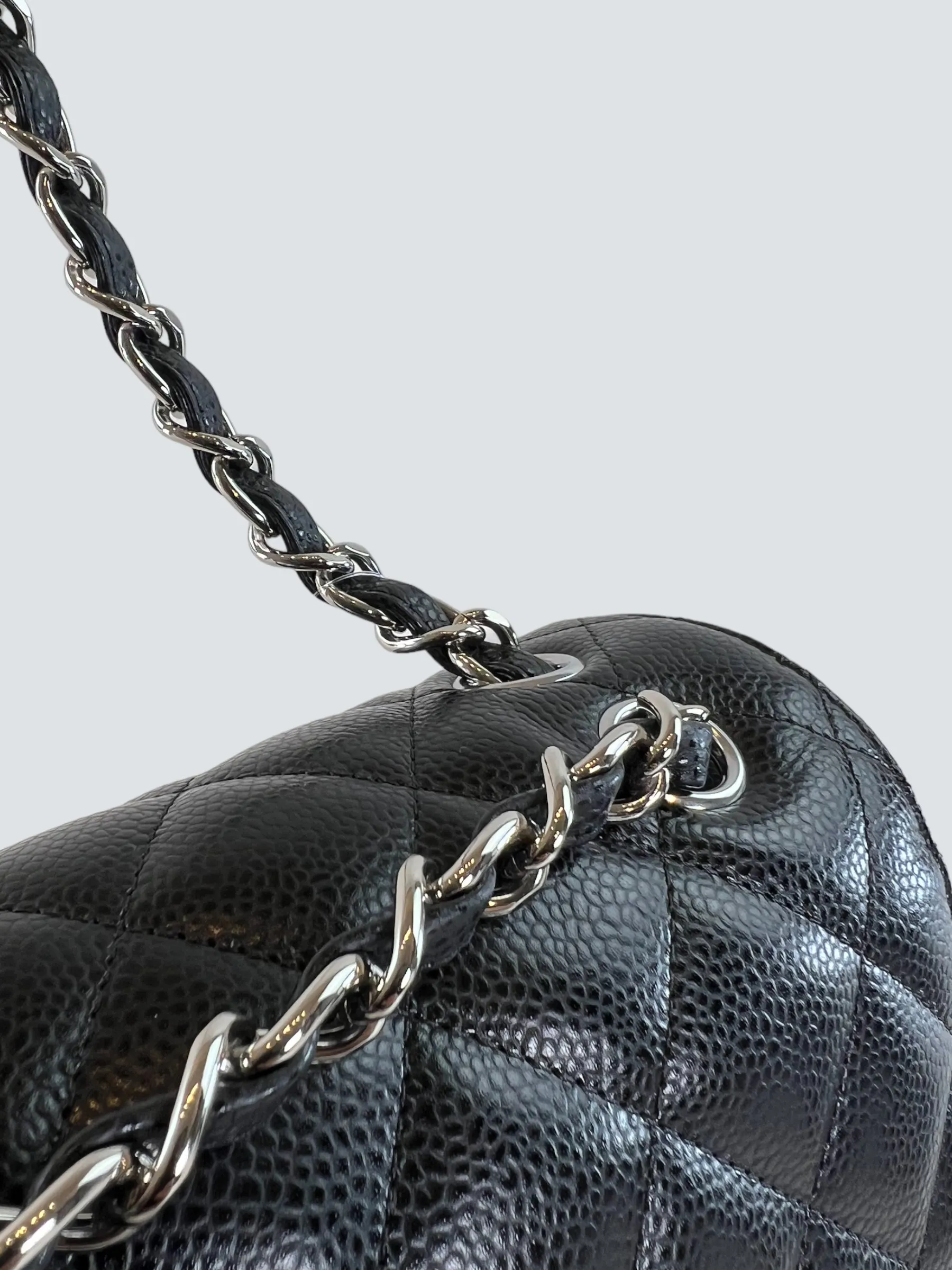 Chanel Black Caviar Leather Jumbo Double Flap