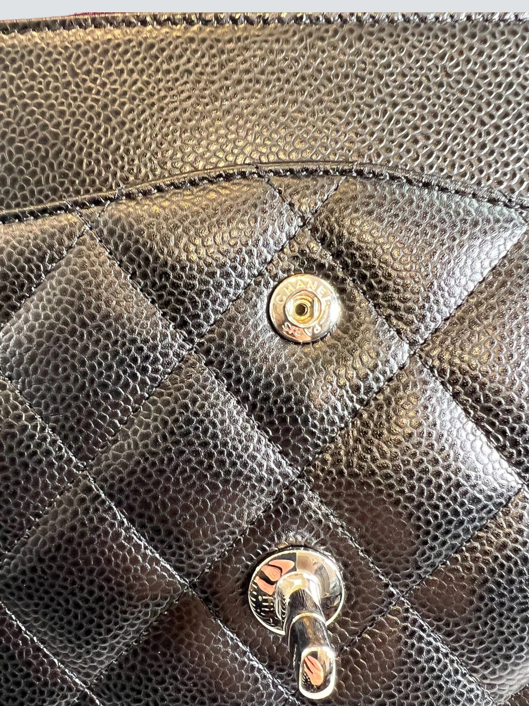 Chanel Black Caviar Leather Jumbo Double Flap