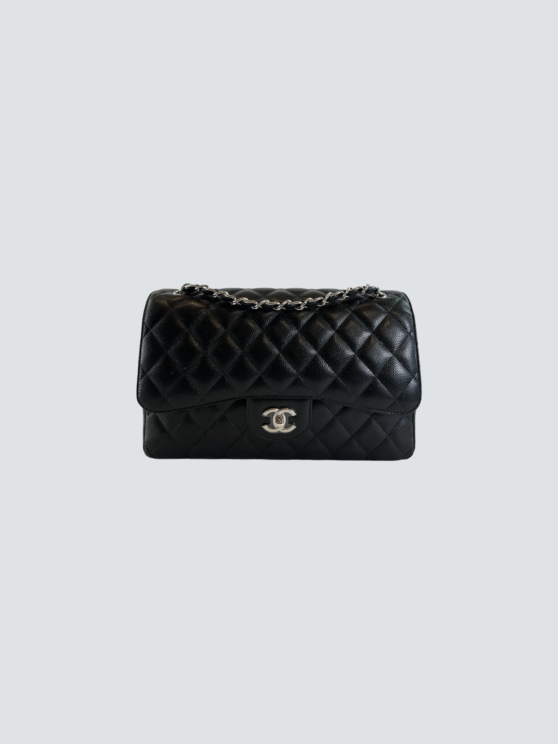 Chanel Black Caviar Leather Jumbo Double Flap