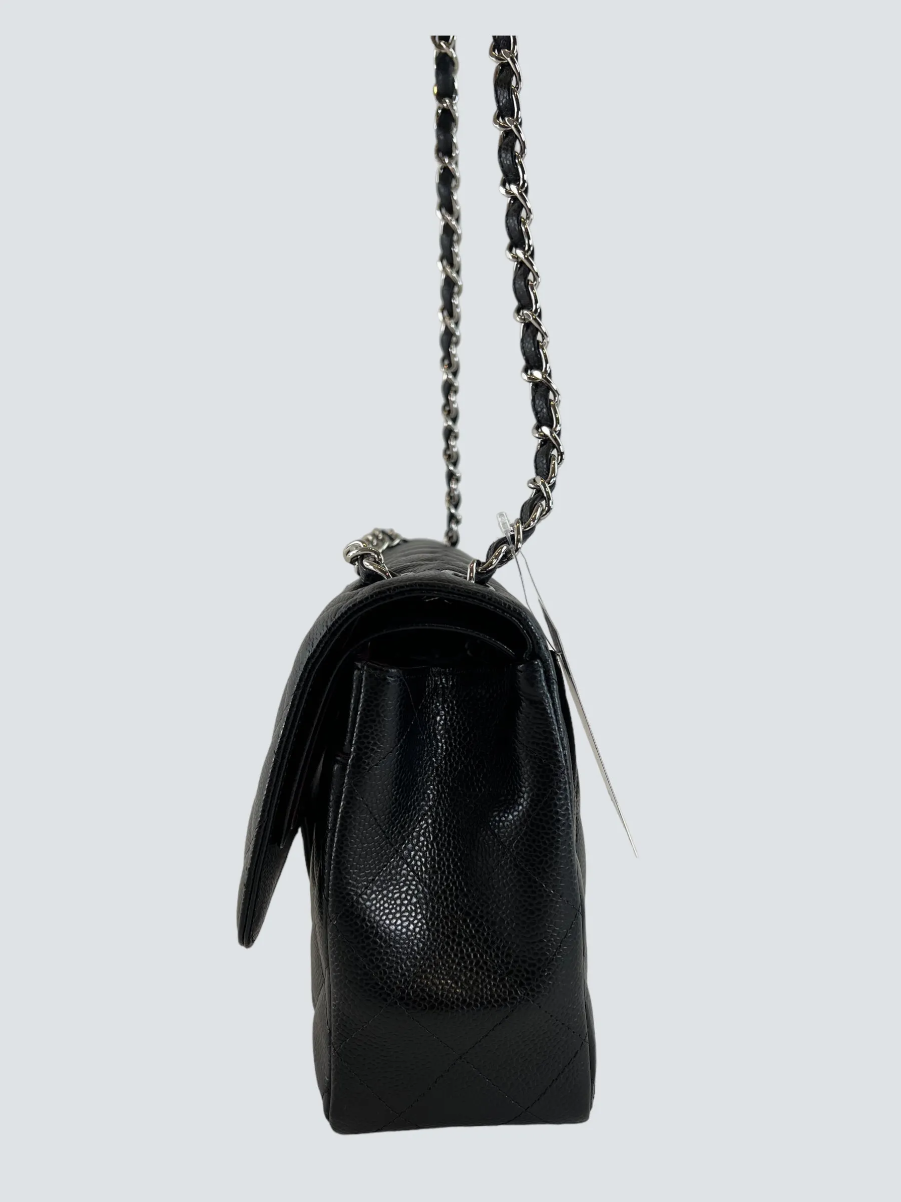 Chanel Black Caviar Leather Jumbo Double Flap