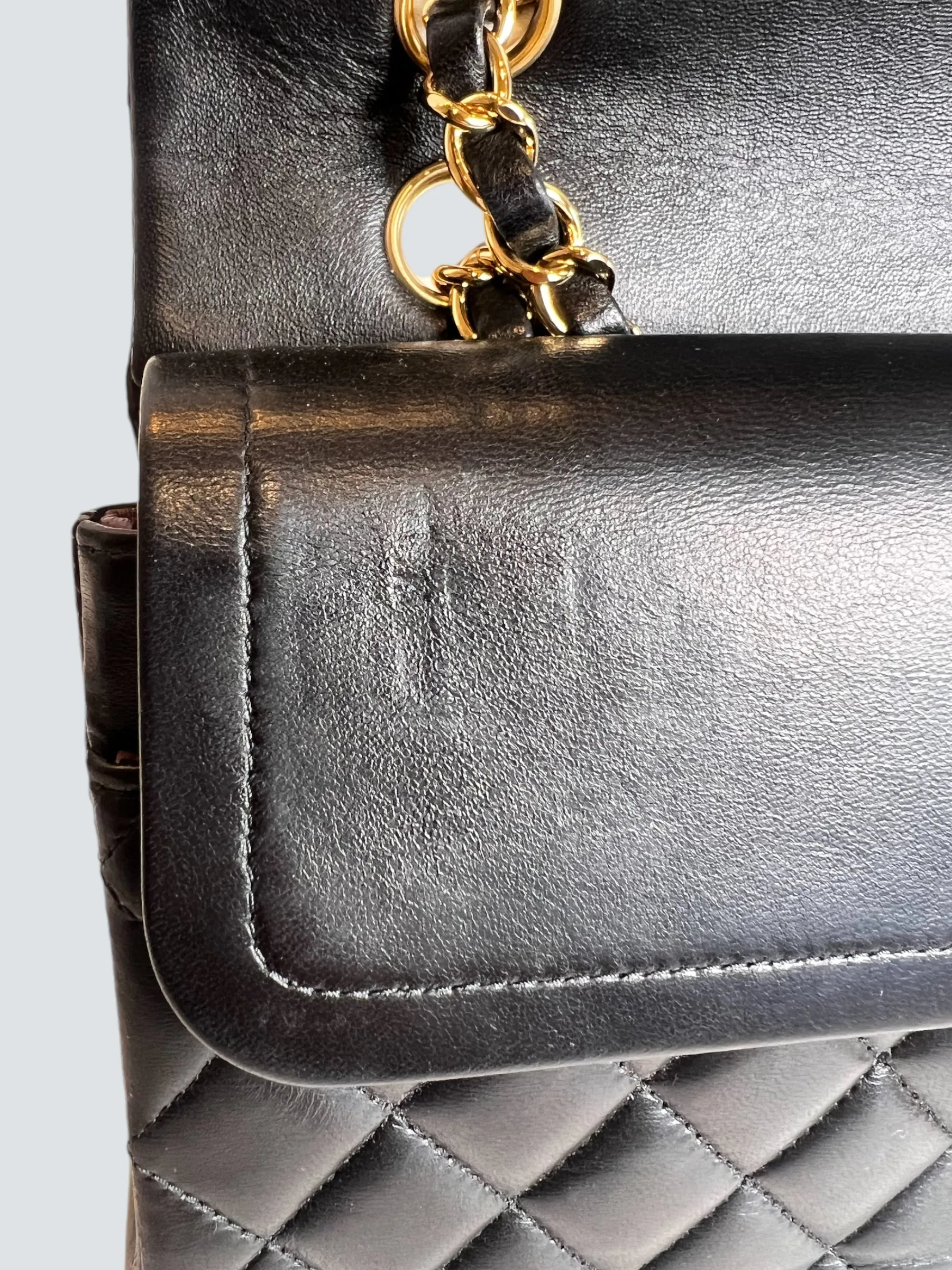 Chanel Black Lambskin Leather Medium Double Flap
