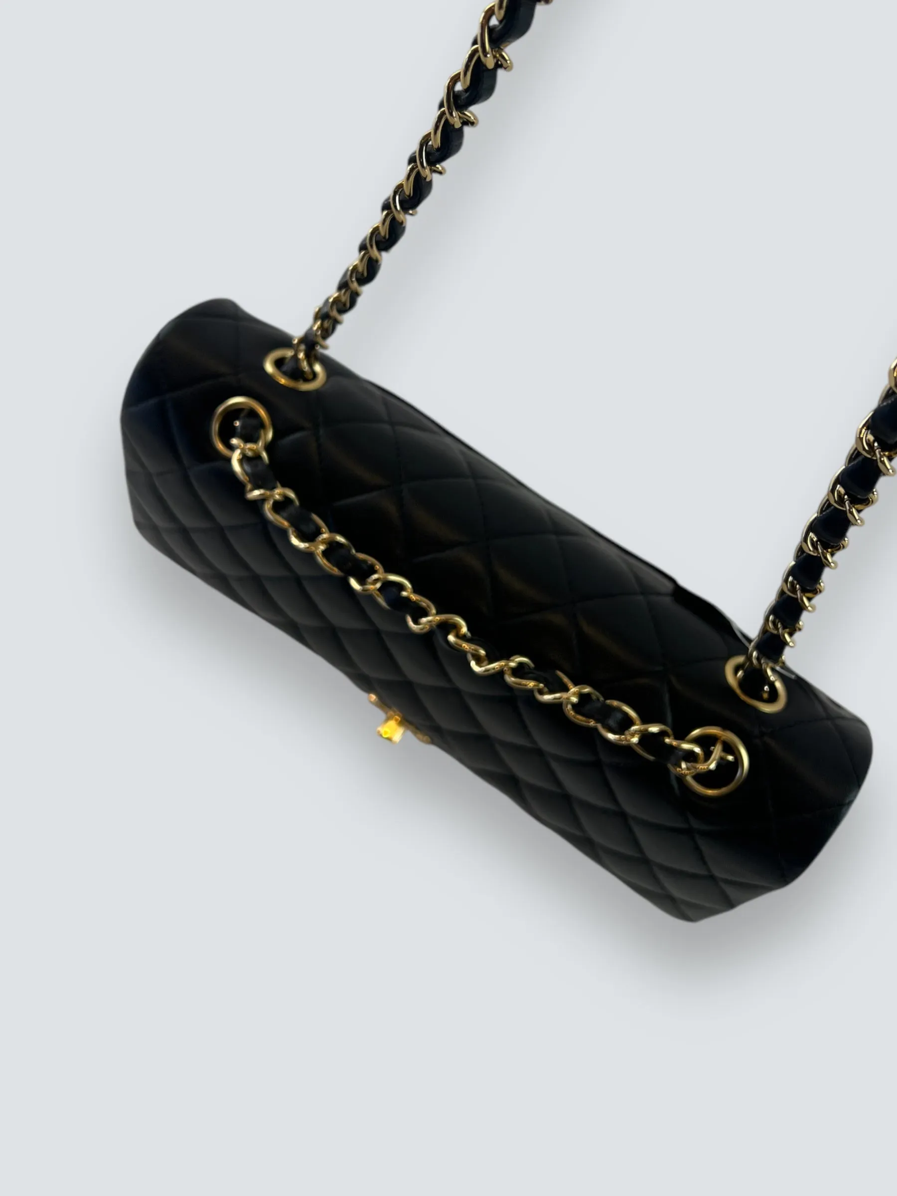 Chanel Black Lambskin Leather Medium Double Flap