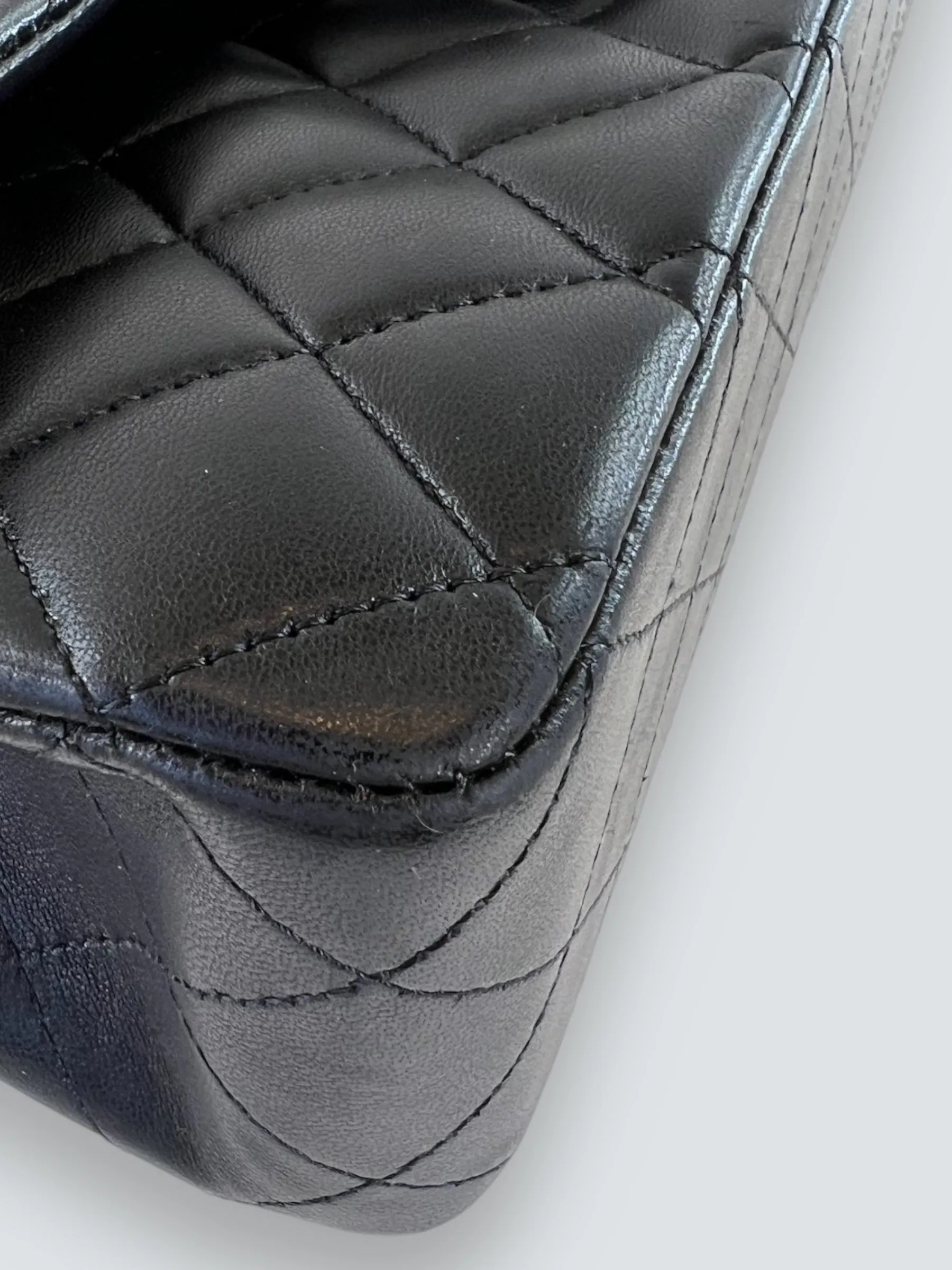 Chanel Black Lambskin Leather Medium Double Flap