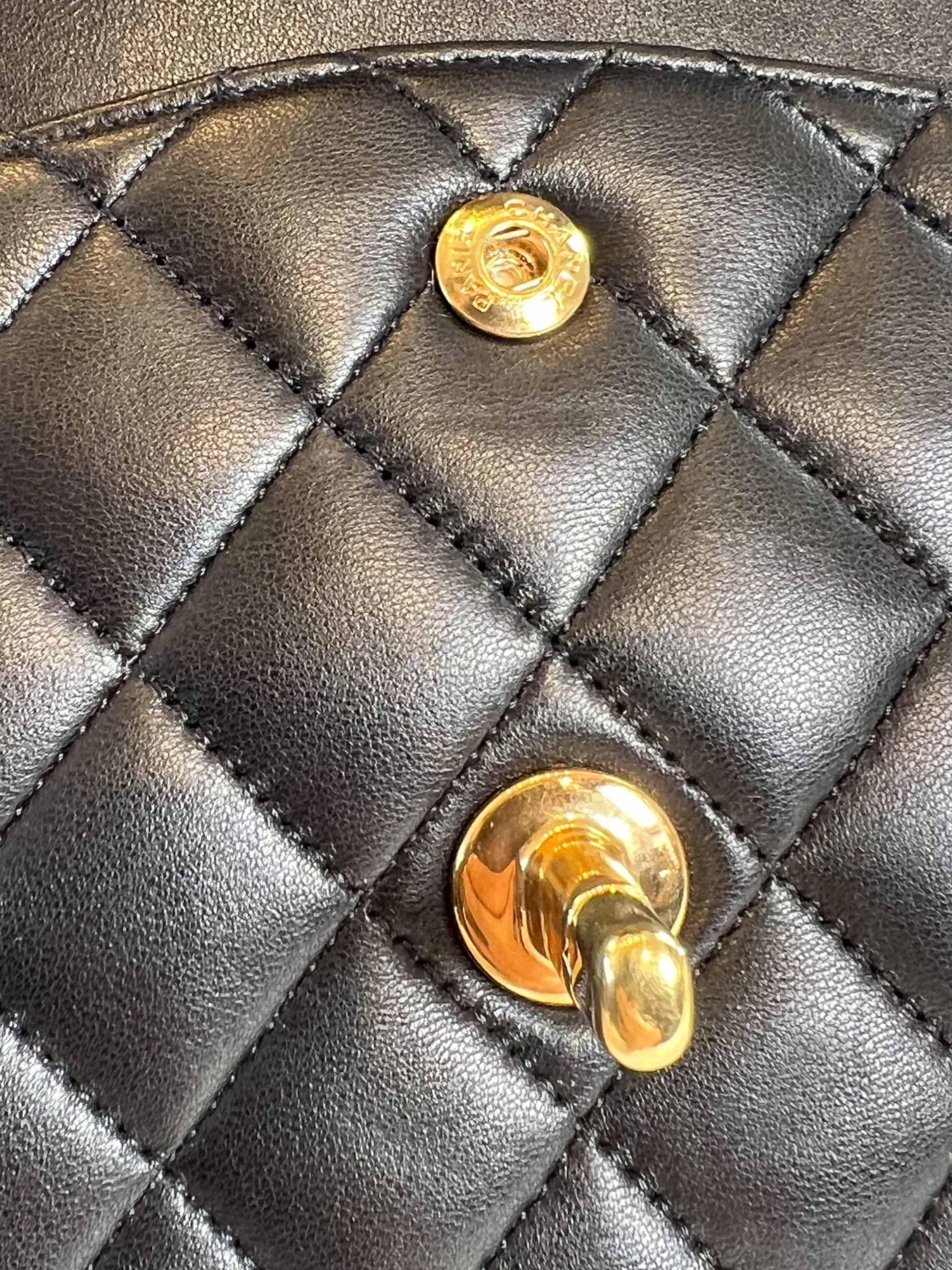 Chanel Black Lambskin Leather Medium Double Flap