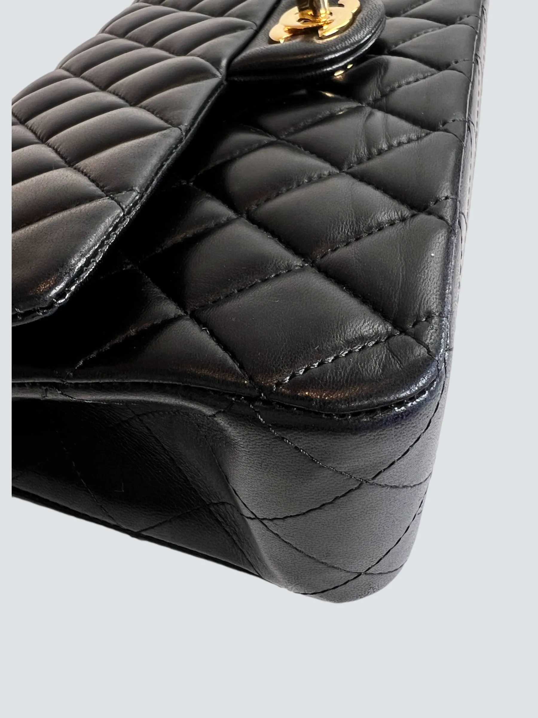 Chanel Black Lambskin Leather Medium Double Flap