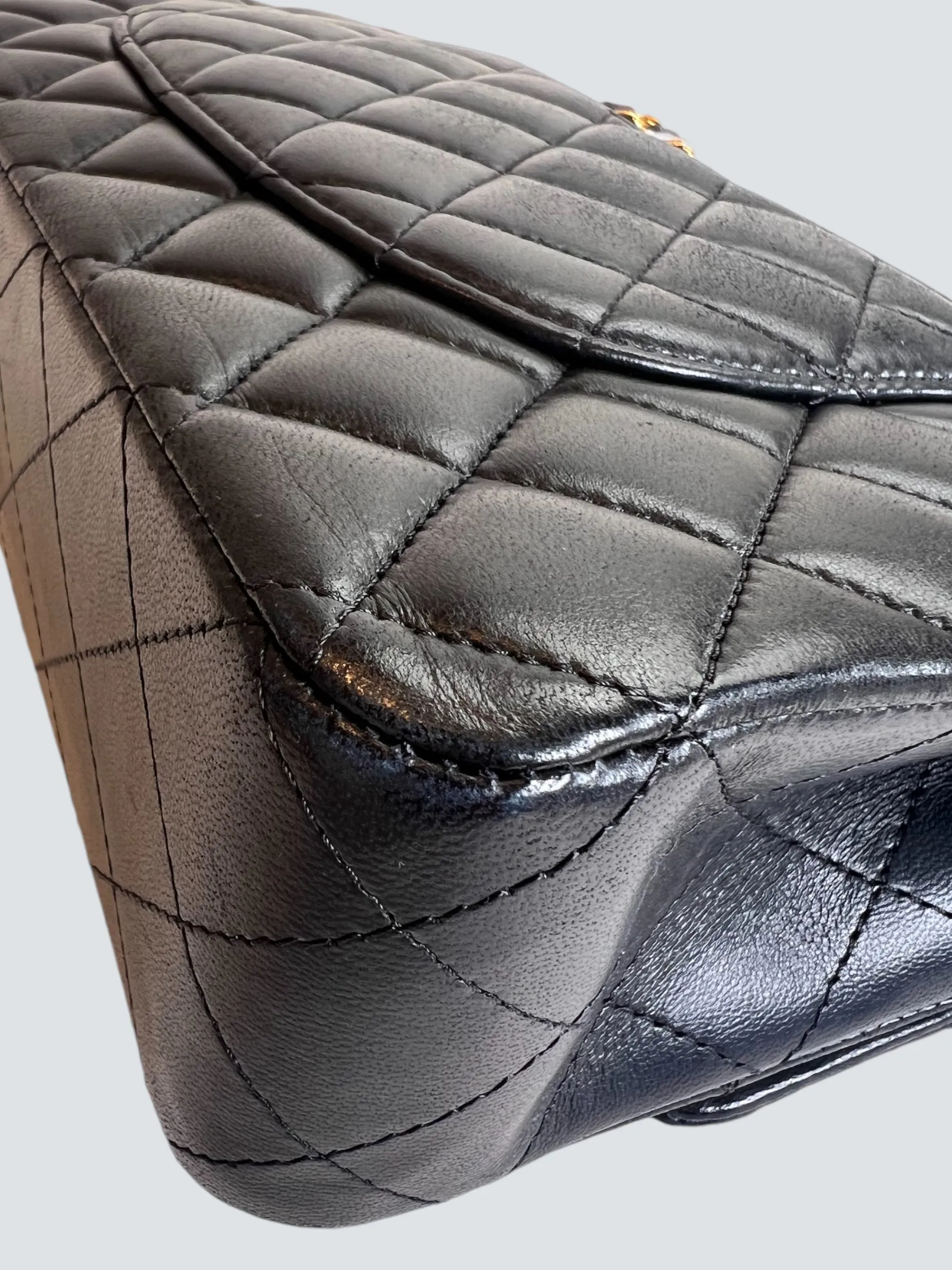 Chanel Black Lambskin Leather Medium Double Flap