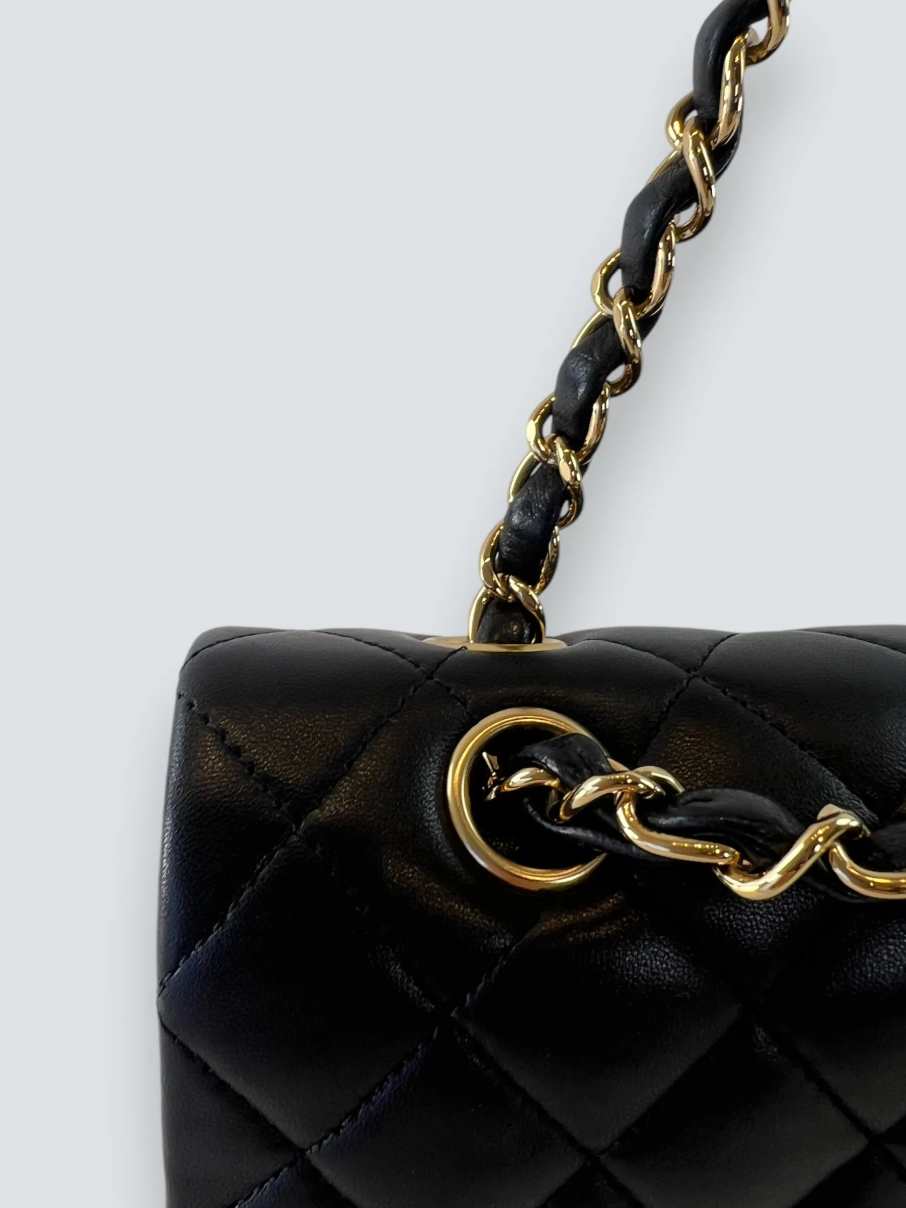 Chanel Black Lambskin Leather Medium Double Flap