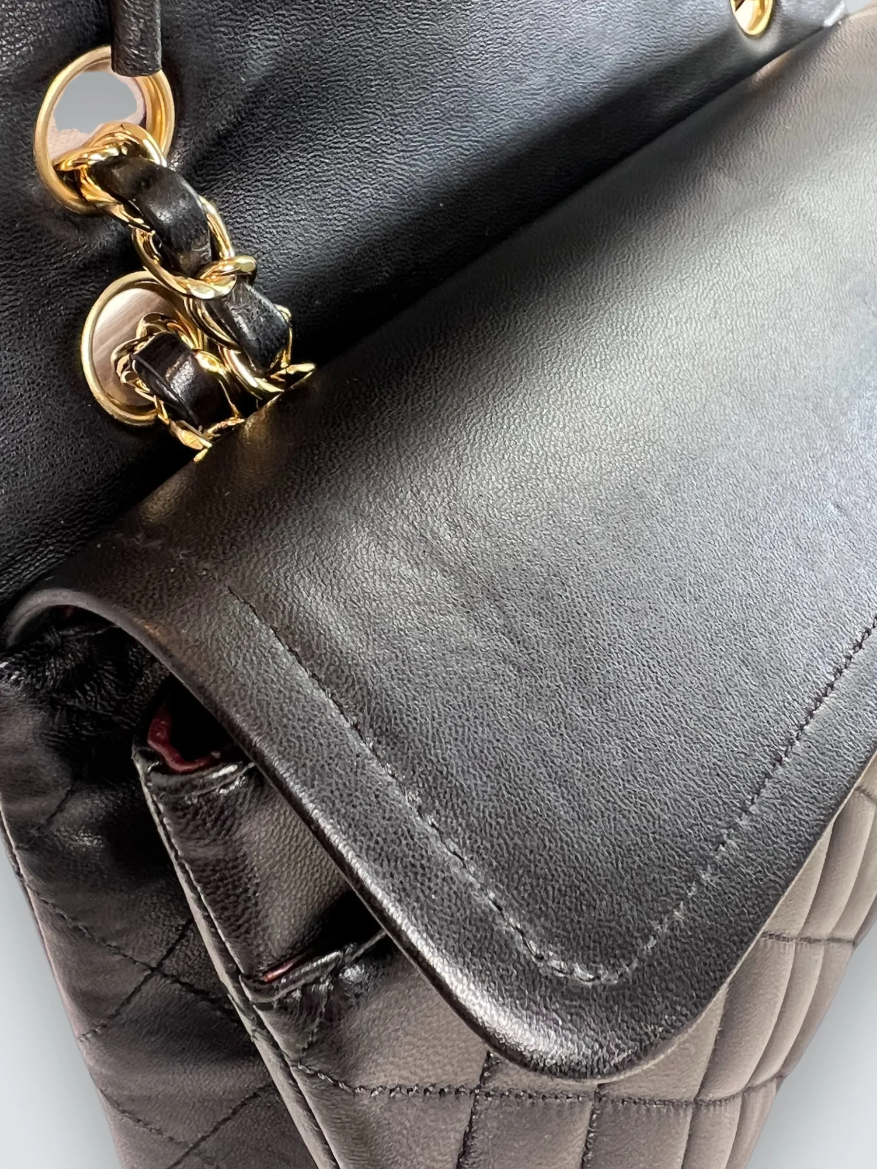 Chanel Black Lambskin Leather Medium Double Flap