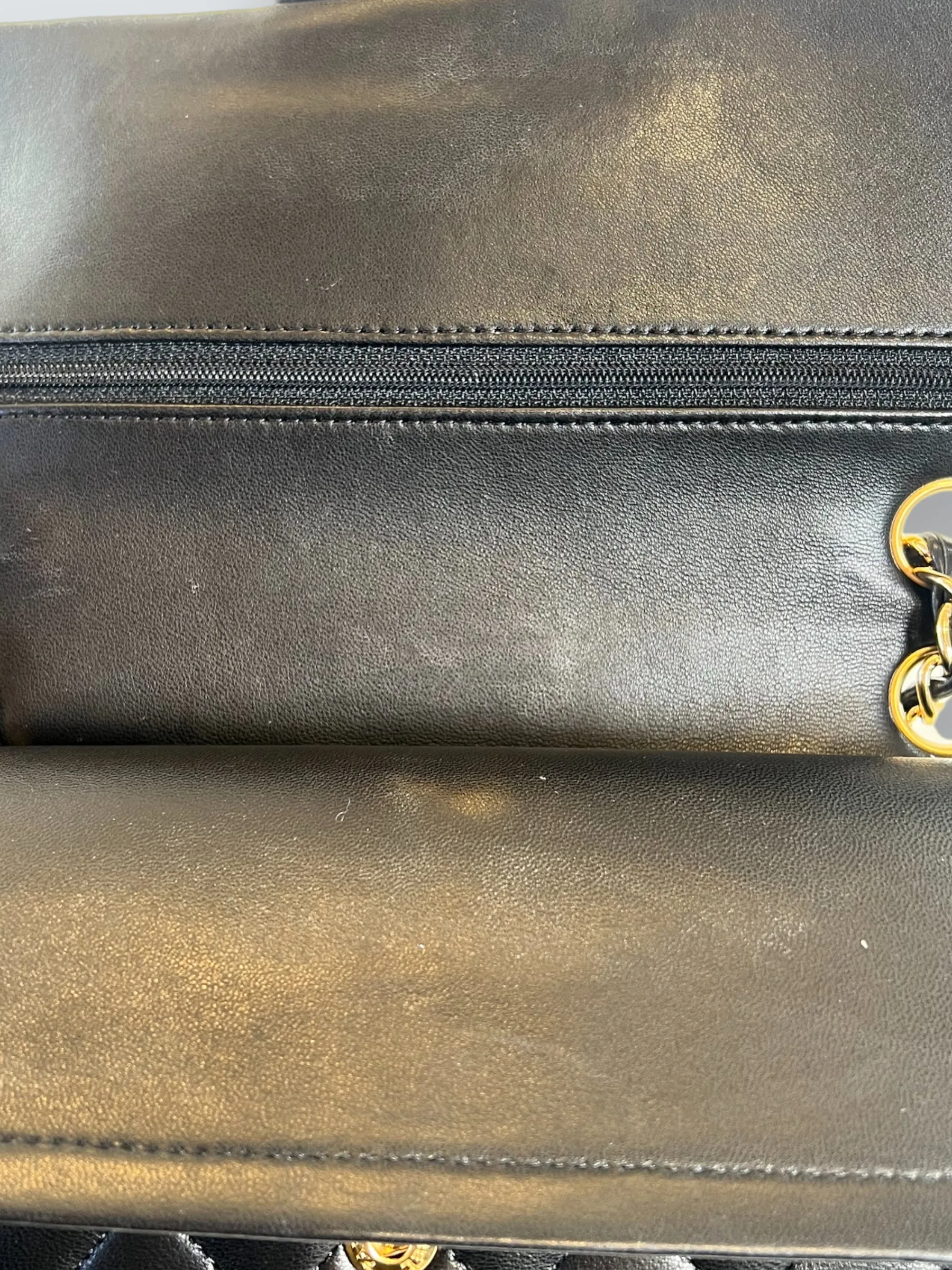 Chanel Black Lambskin Leather Medium Double Flap
