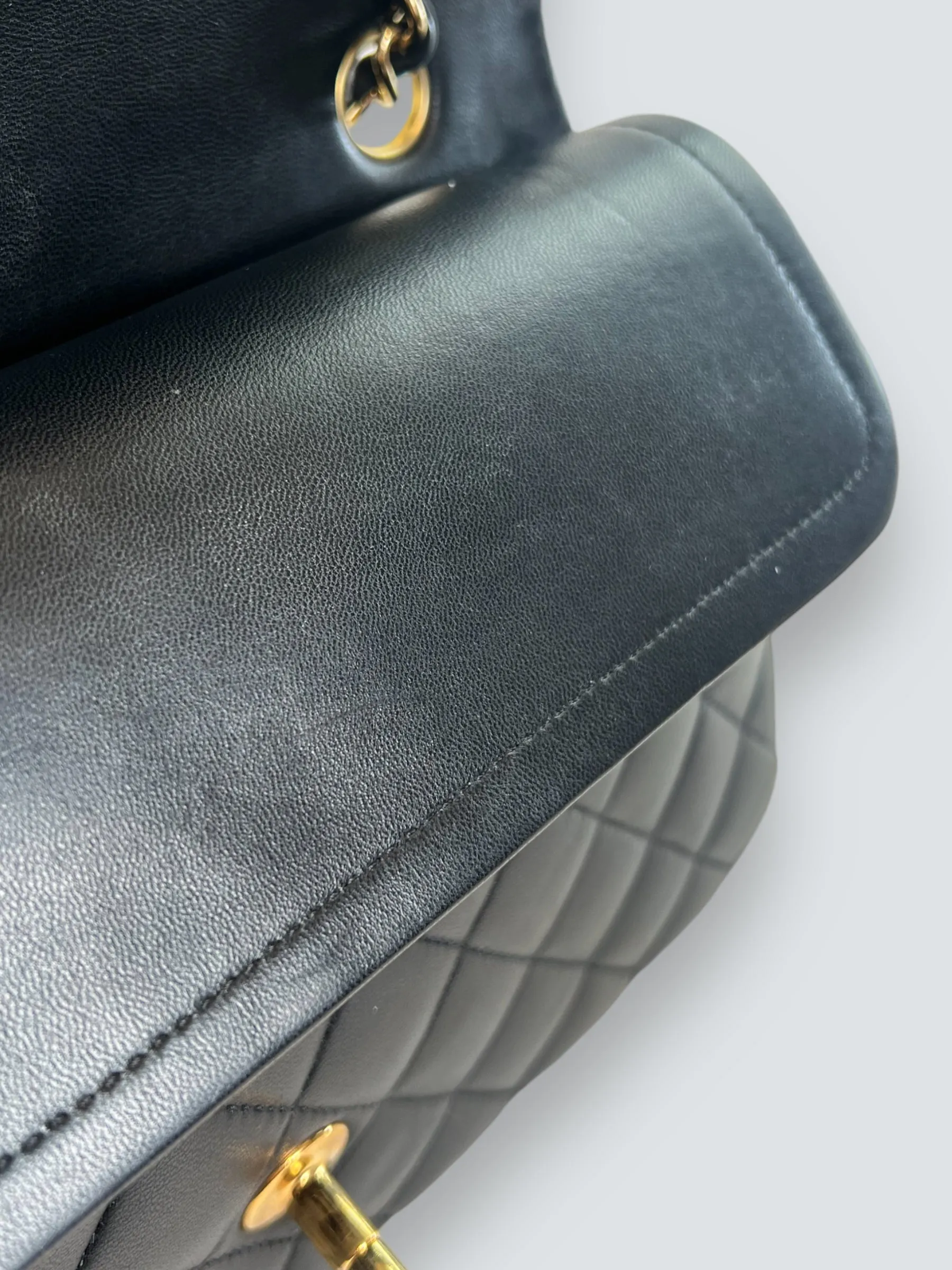Chanel Black Lambskin Leather Medium Double Flap