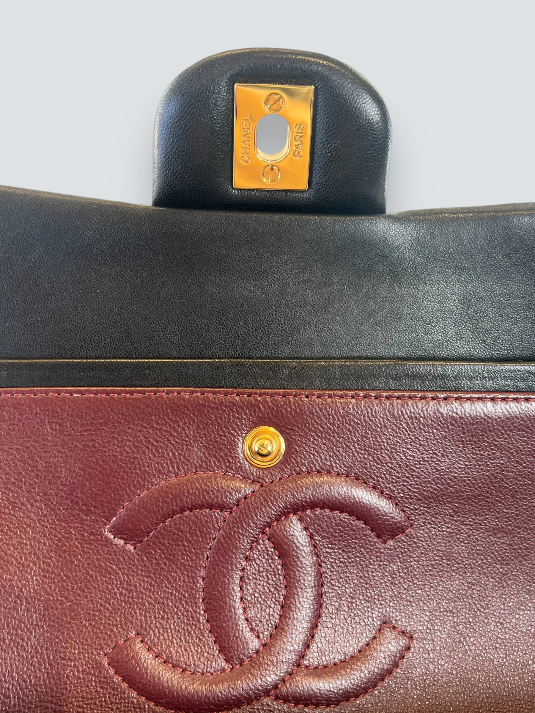 Chanel Black Lambskin Leather Medium Double Flap