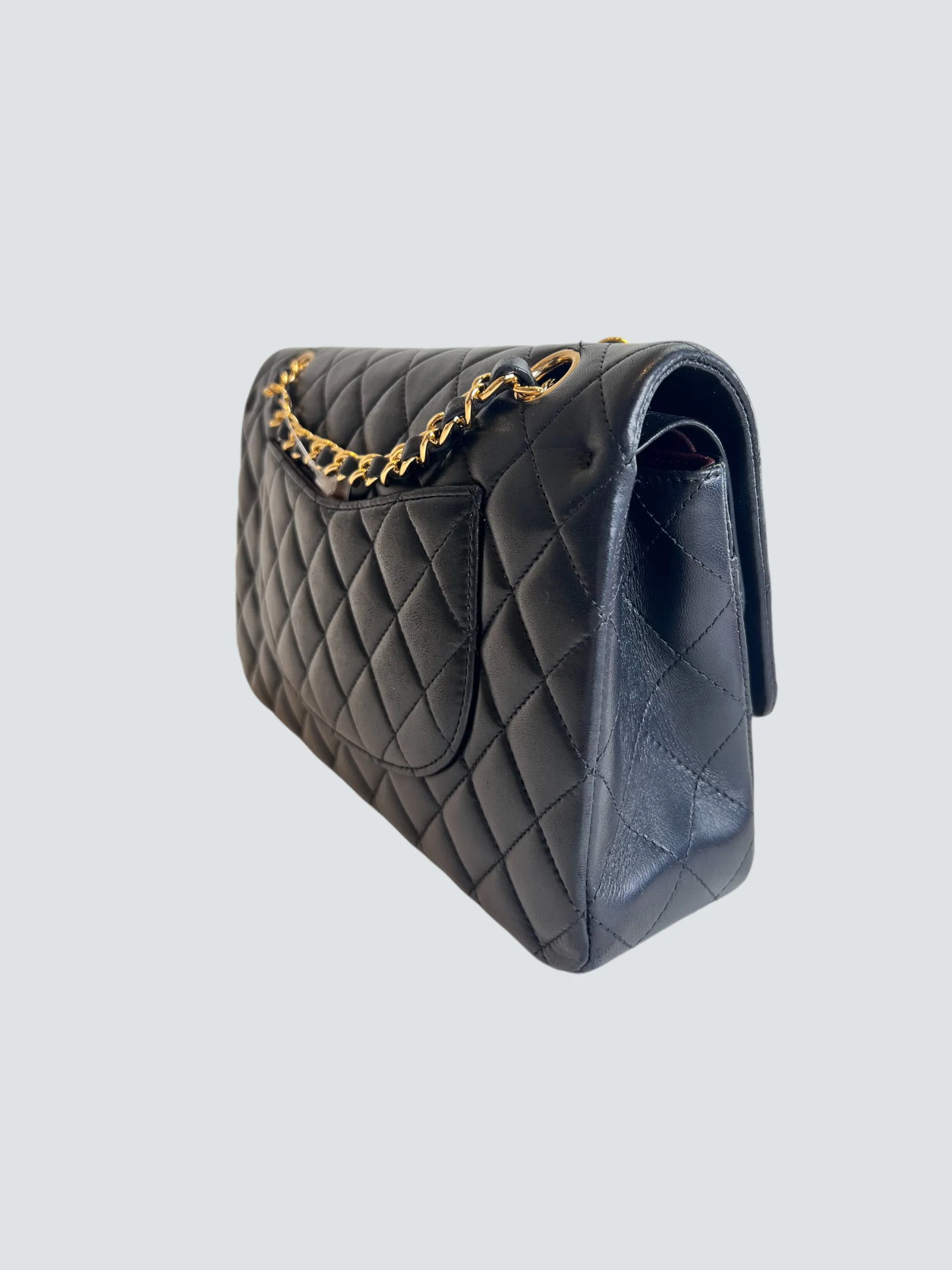 Chanel Black Lambskin Leather Medium Double Flap