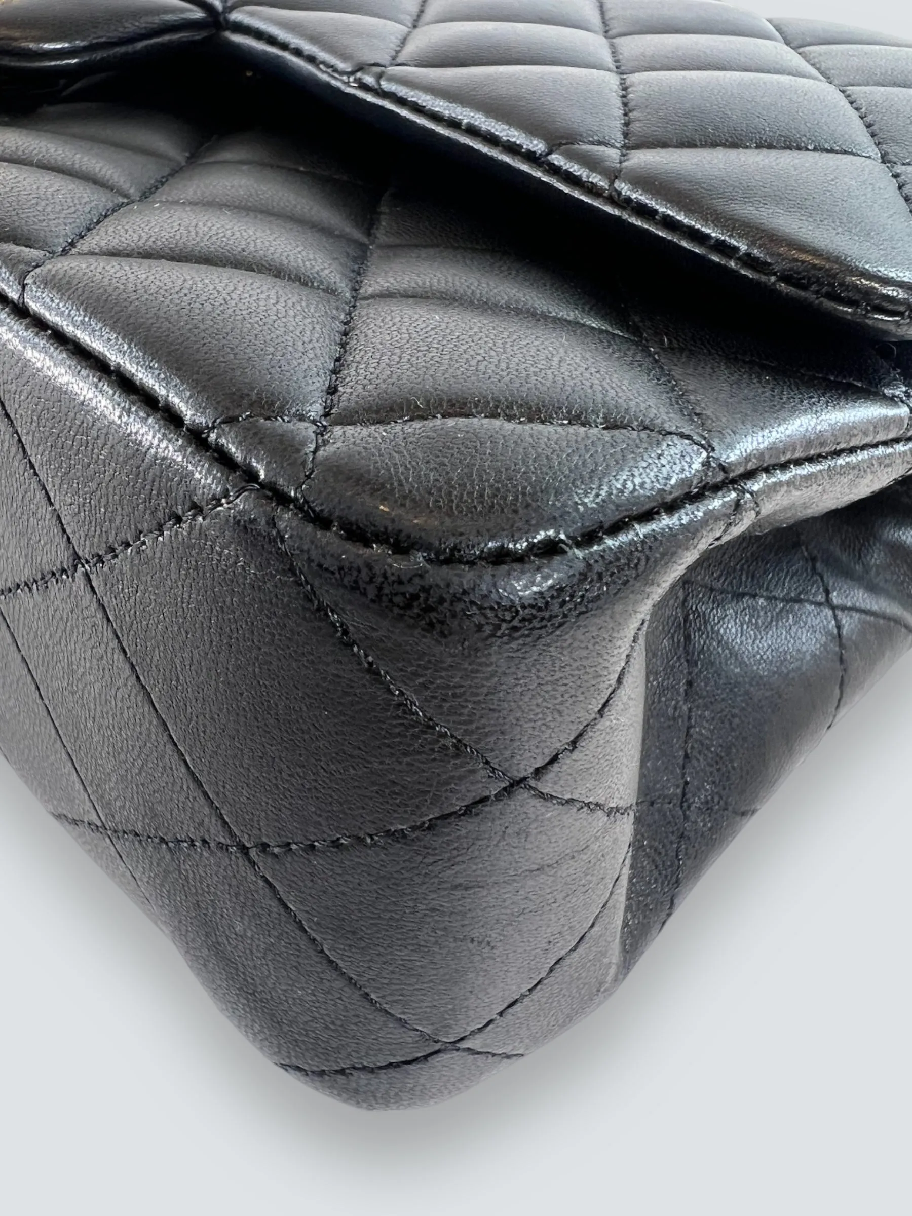 Chanel Black Lambskin Leather Medium Double Flap