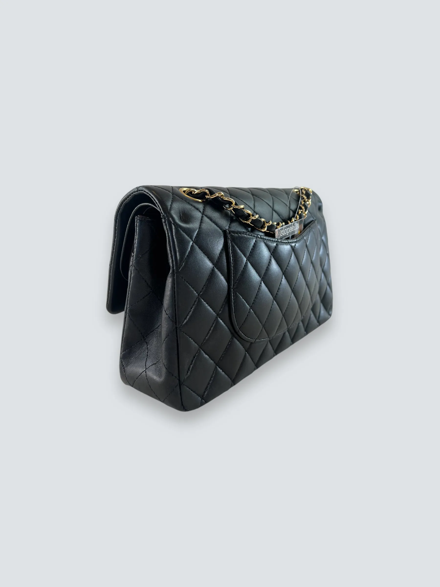 Chanel Black Lambskin Leather Medium Double Flap