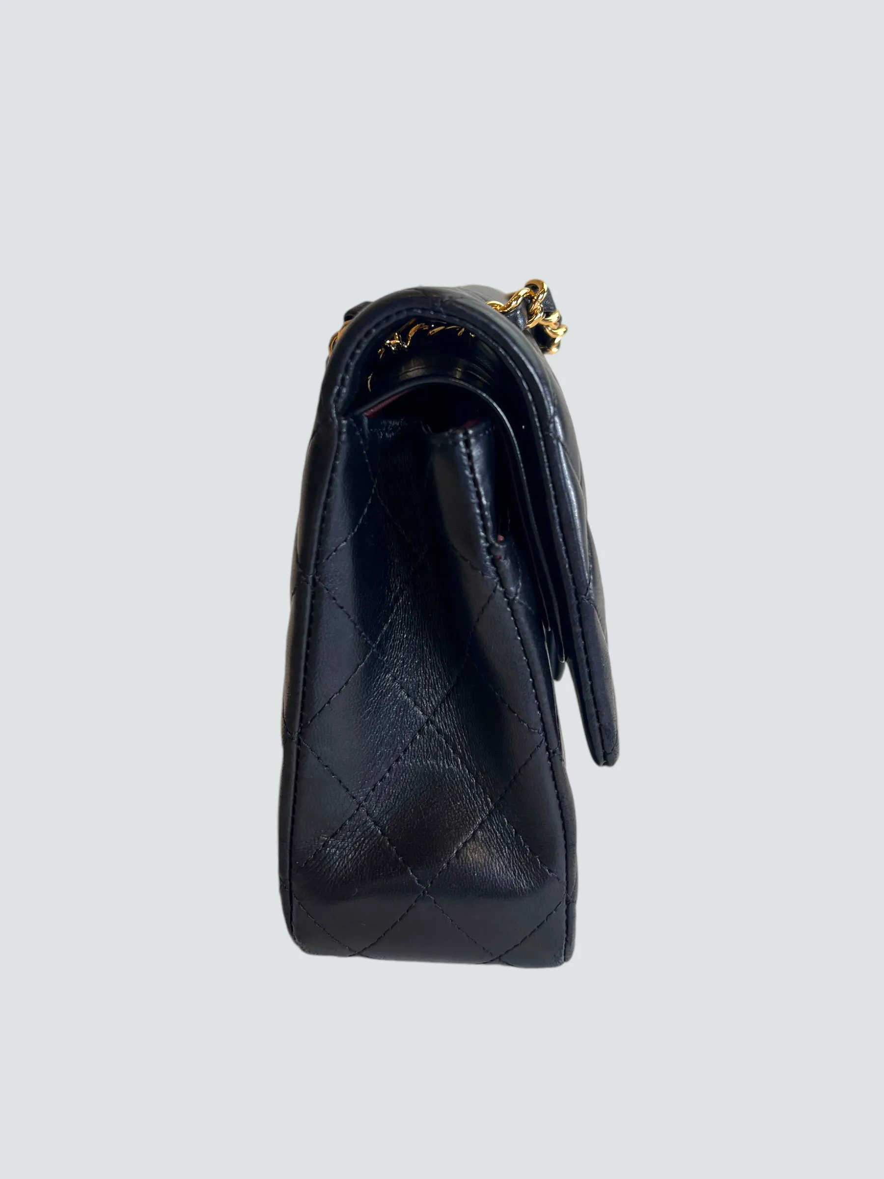 Chanel Black Lambskin Leather Medium Double Flap