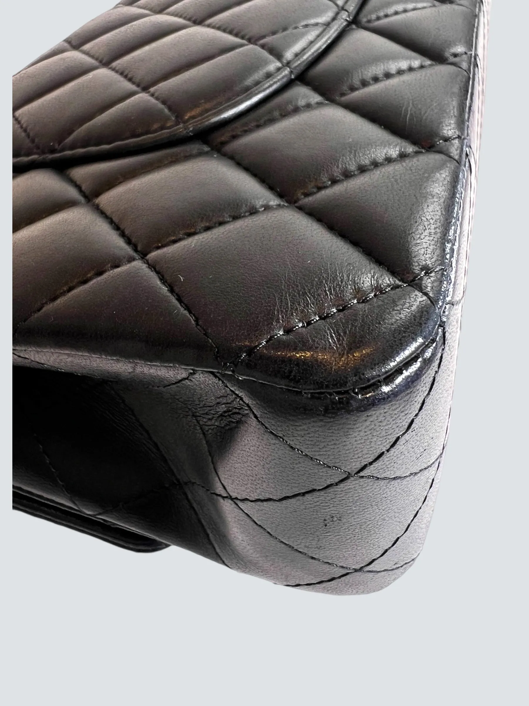 Chanel Black Lambskin Leather Medium Double Flap