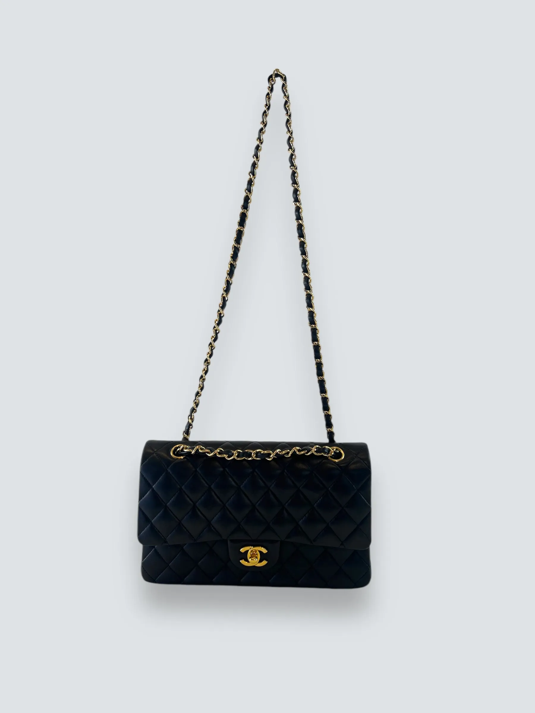 Chanel Black Lambskin Leather Medium Double Flap