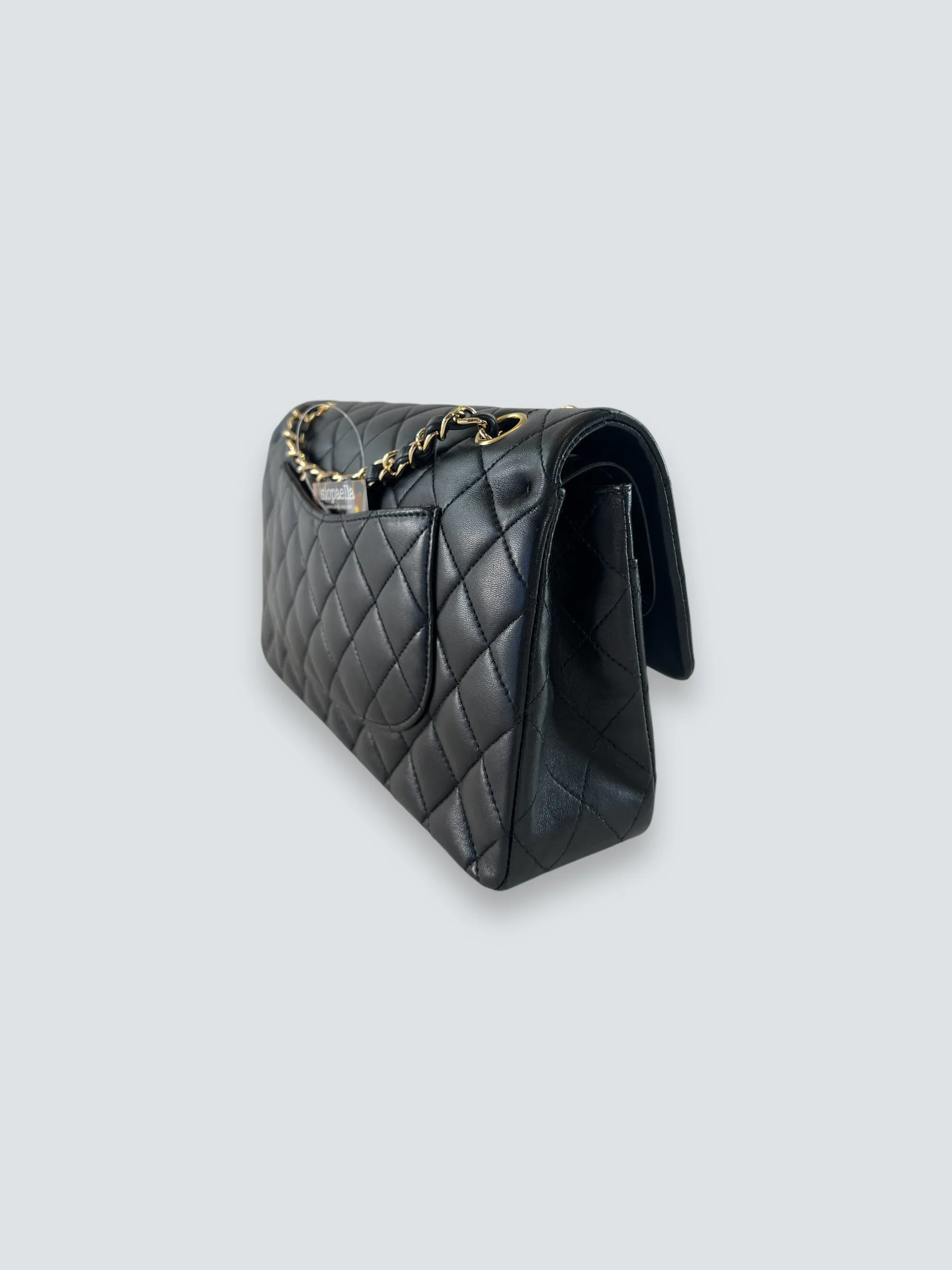 Chanel Black Lambskin Leather Medium Double Flap