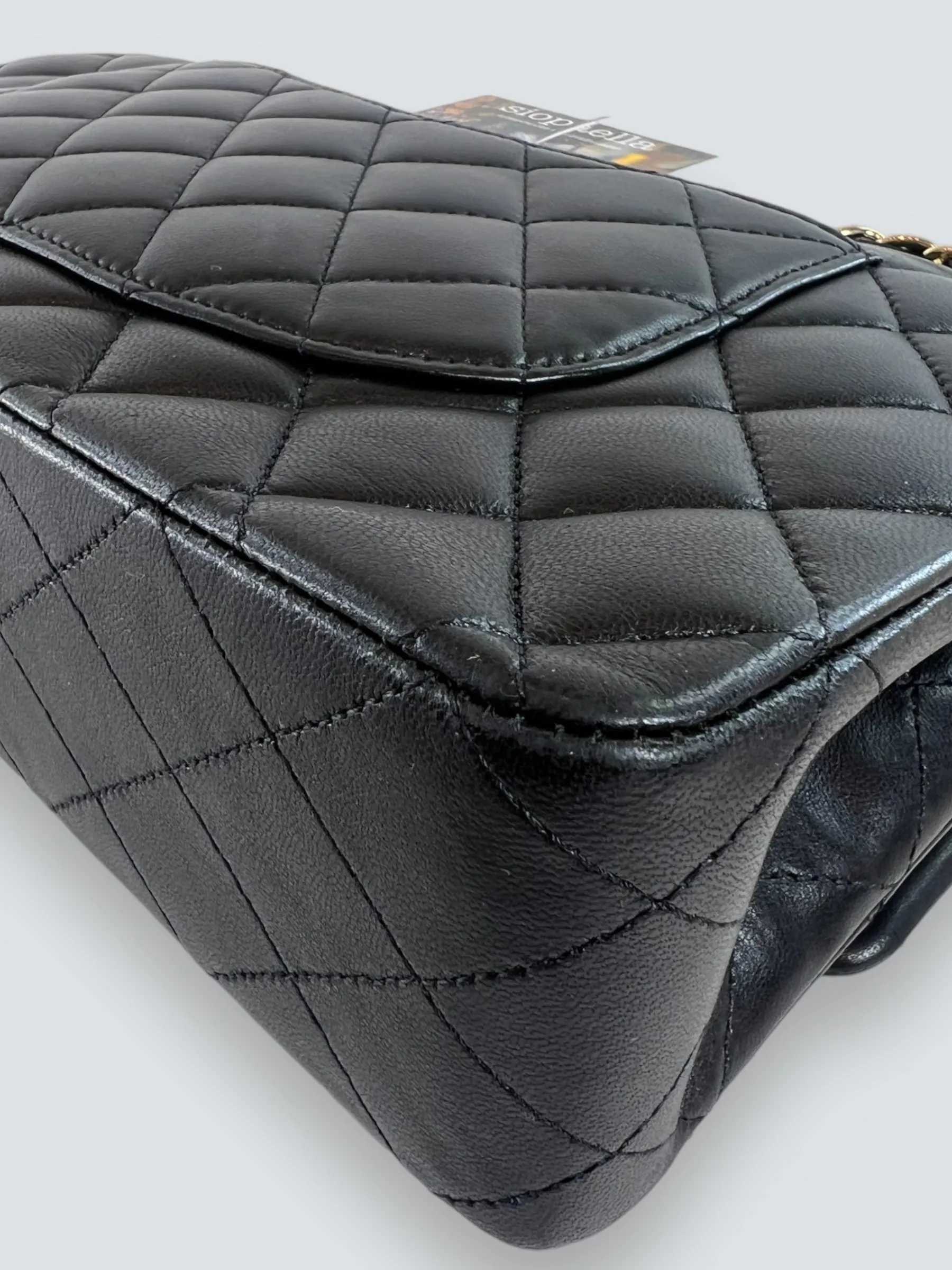 Chanel Black Lambskin Leather Medium Double Flap
