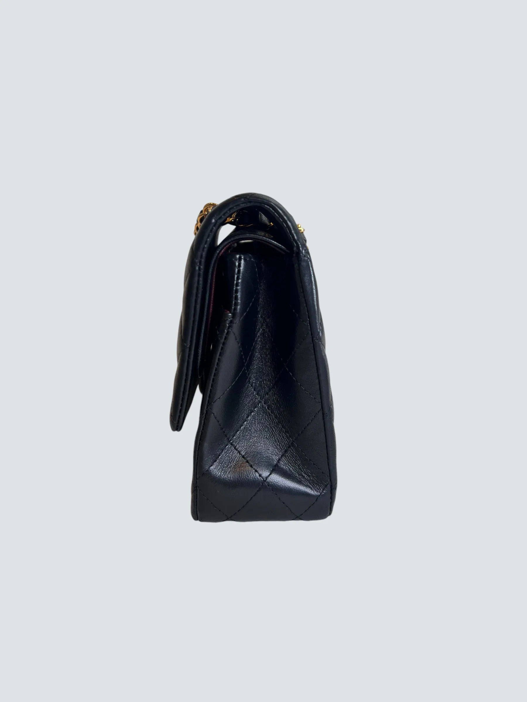 Chanel Black Lambskin Leather Medium Double Flap