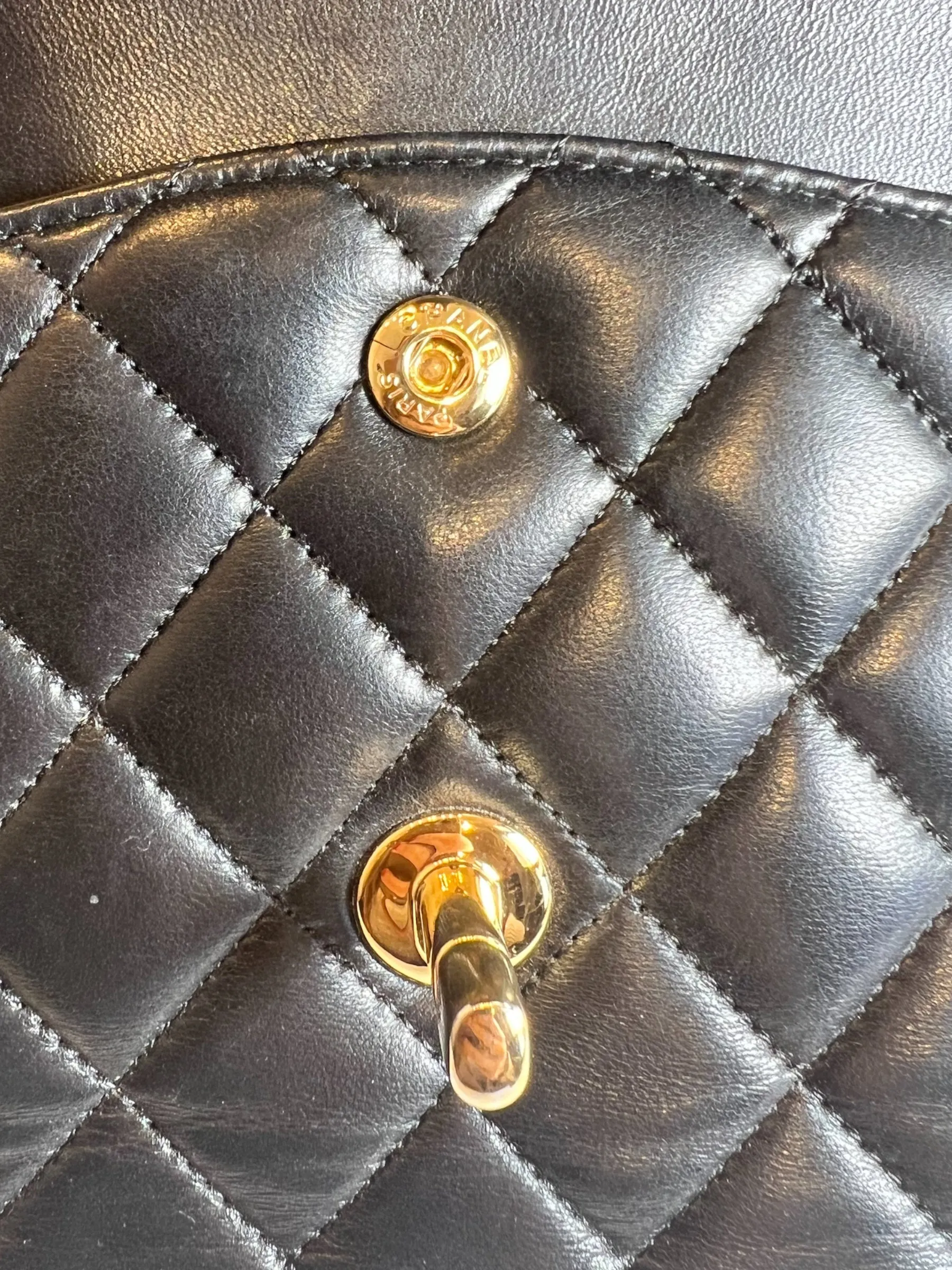 Chanel Black Lambskin Leather Medium Double Flap