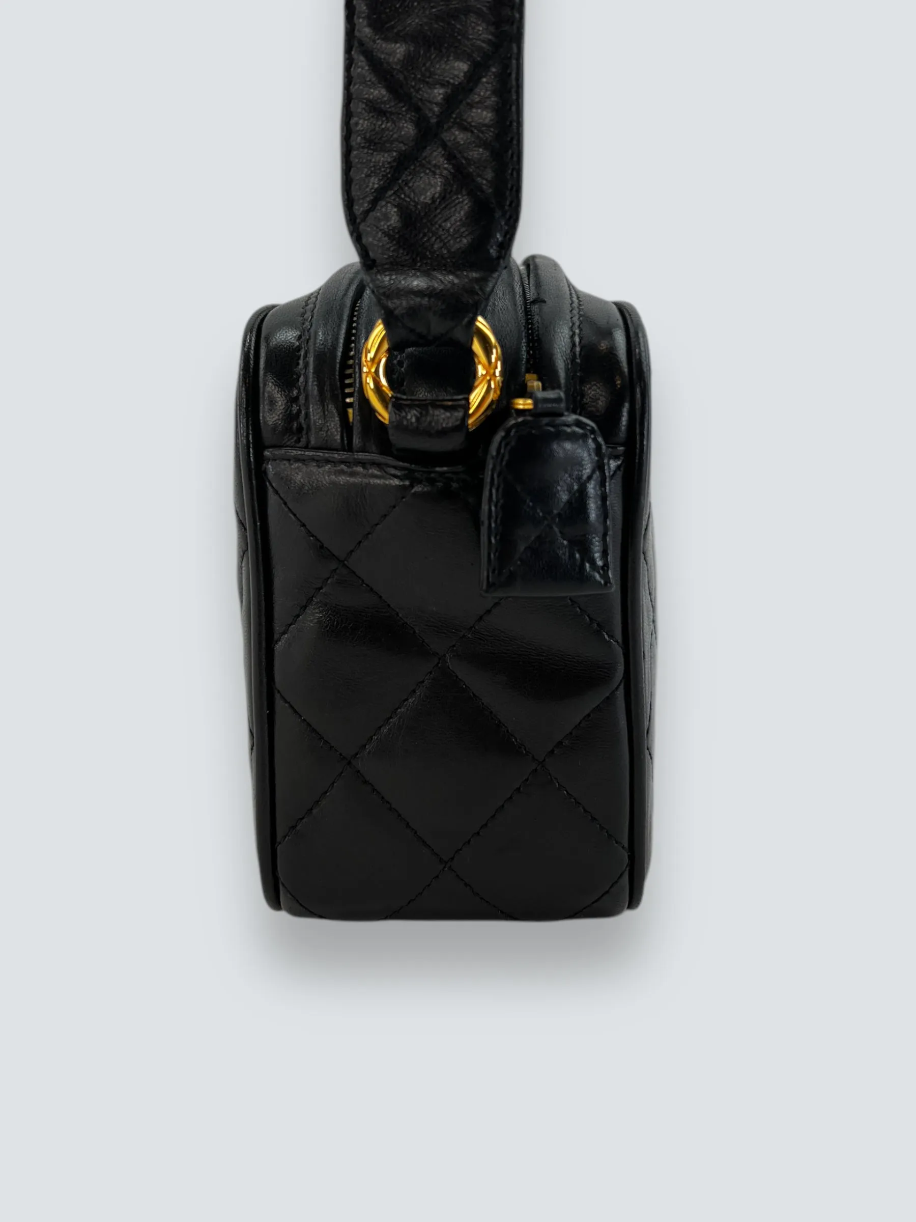 Chanel Black Lambskin Leather Vintage Camera Bag