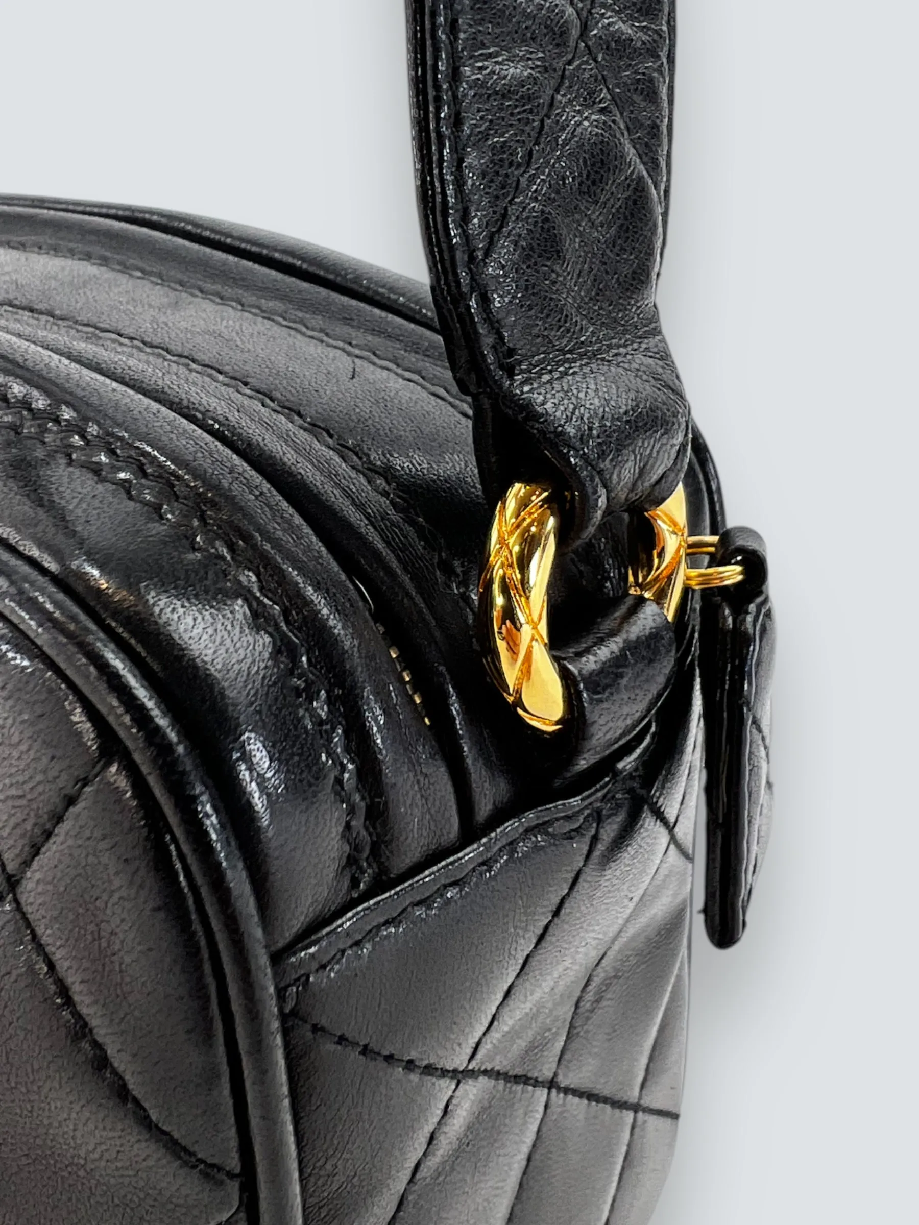 Chanel Black Lambskin Leather Vintage Camera Bag