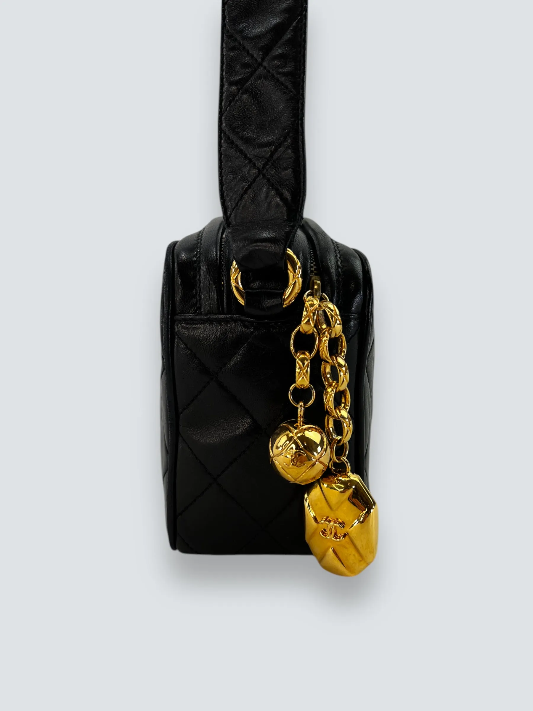 Chanel Black Lambskin Leather Vintage Camera Bag