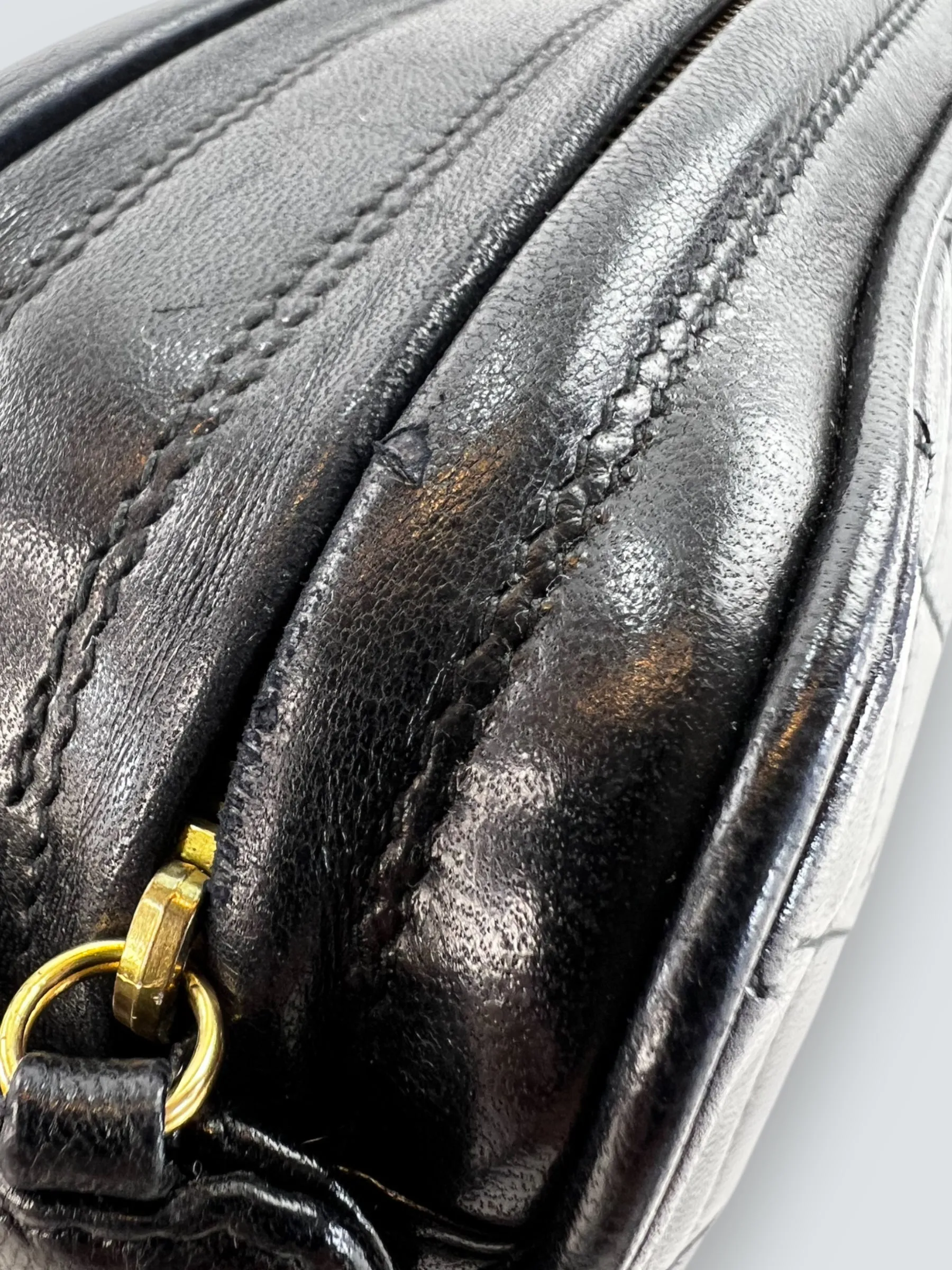 Chanel Black Lambskin Leather Vintage Camera Bag