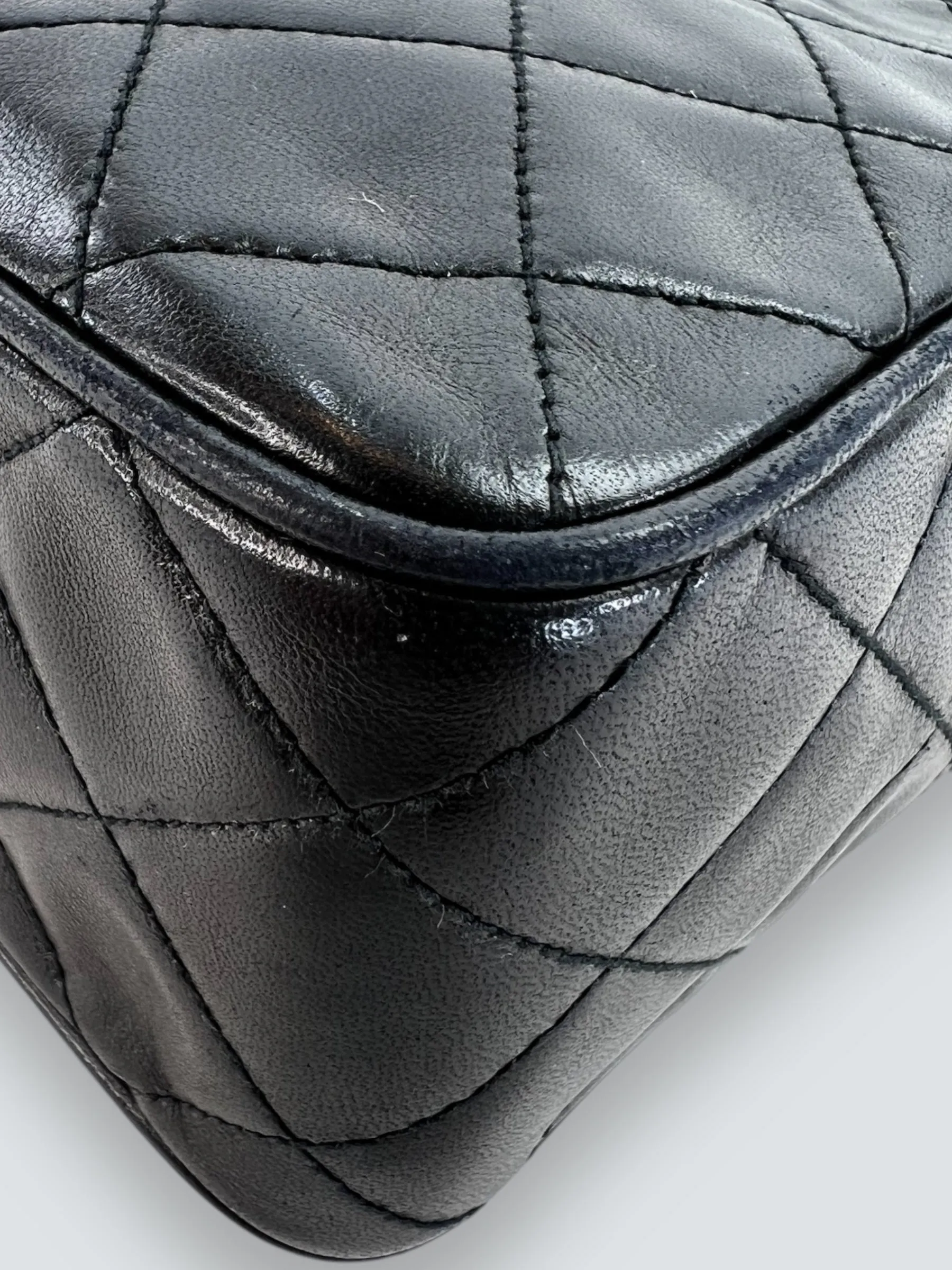 Chanel Black Lambskin Leather Vintage Camera Bag