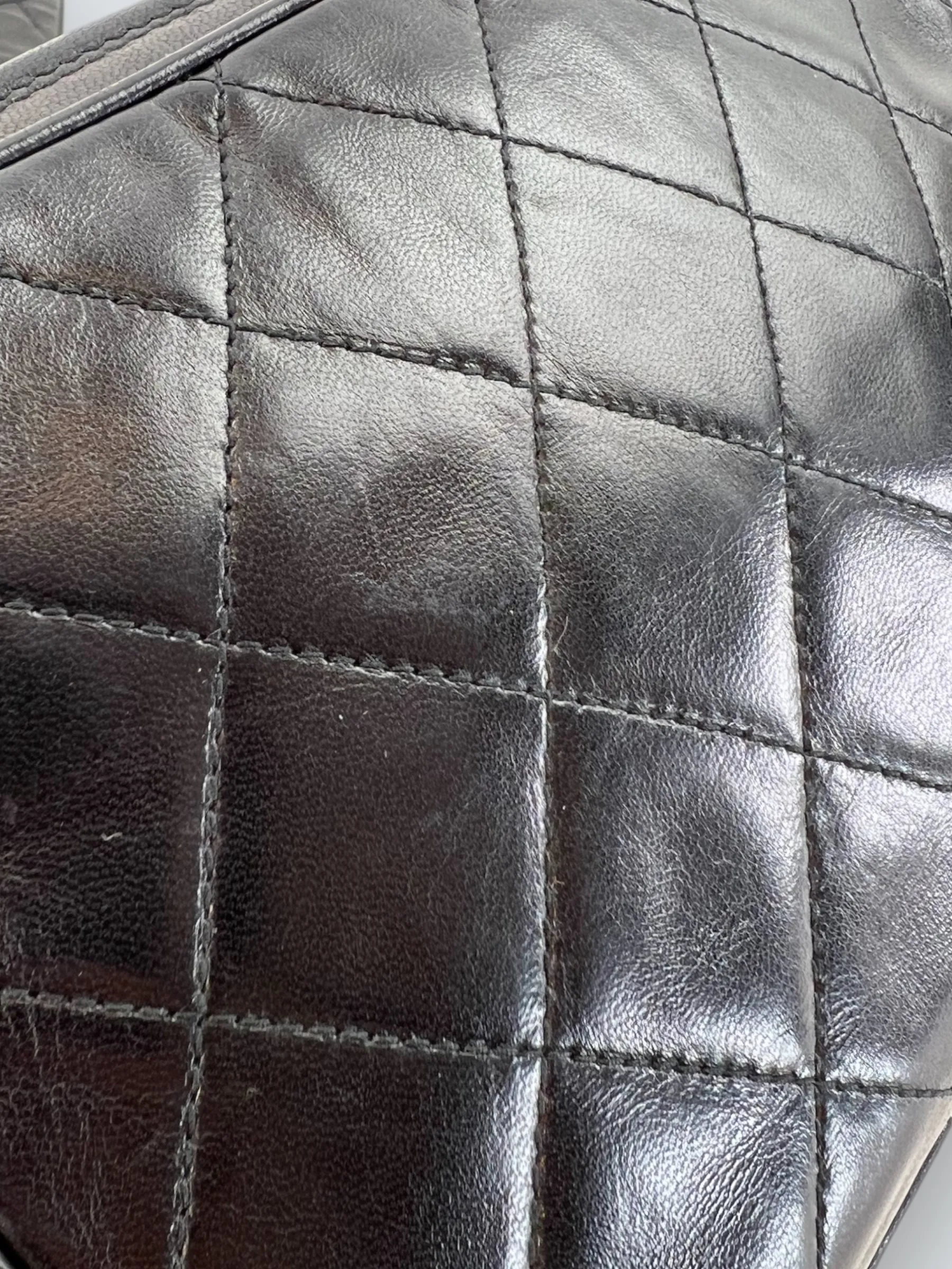 Chanel Black Lambskin Leather Vintage Camera Bag