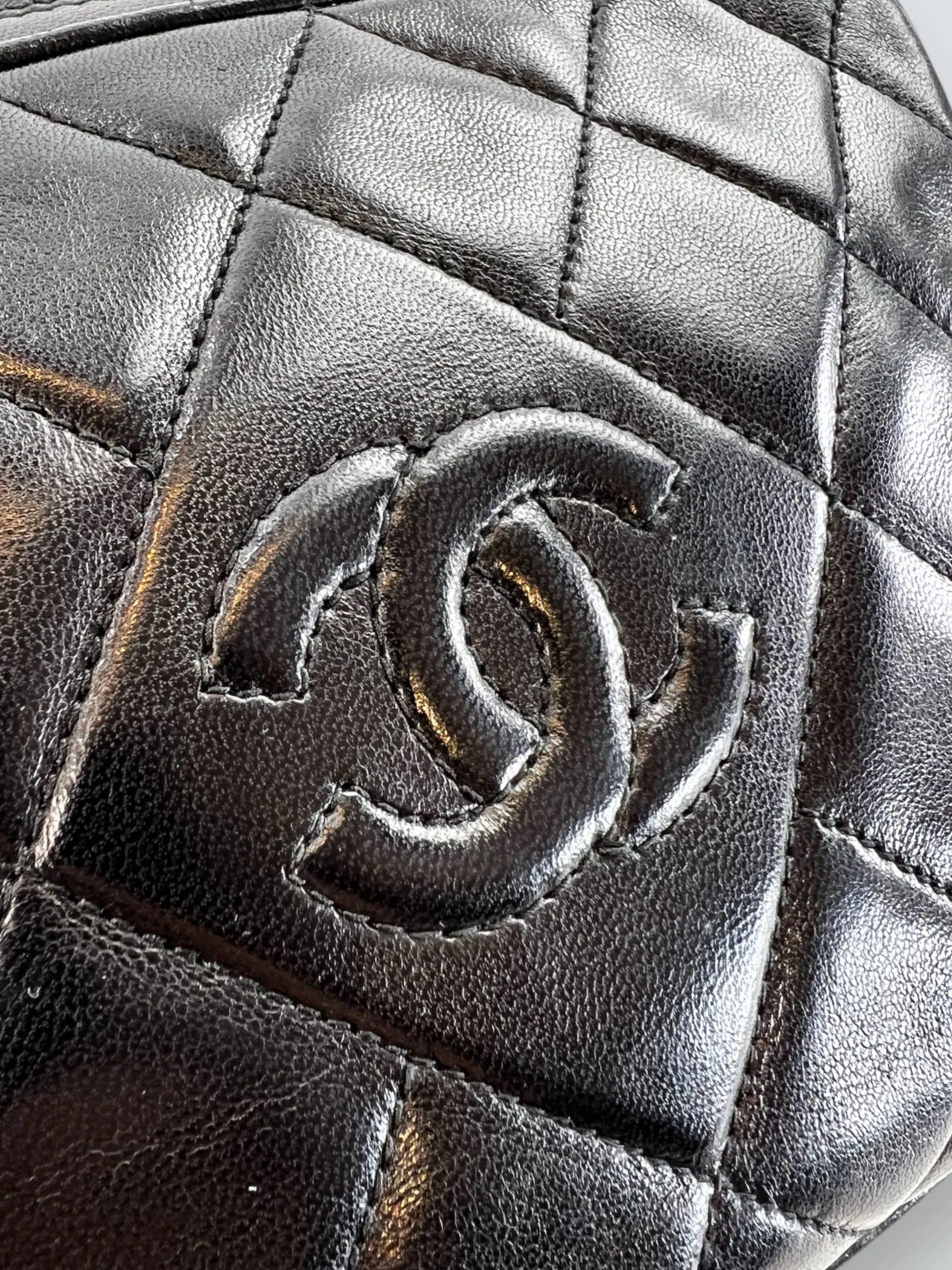 Chanel Black Lambskin Leather Vintage Camera Bag