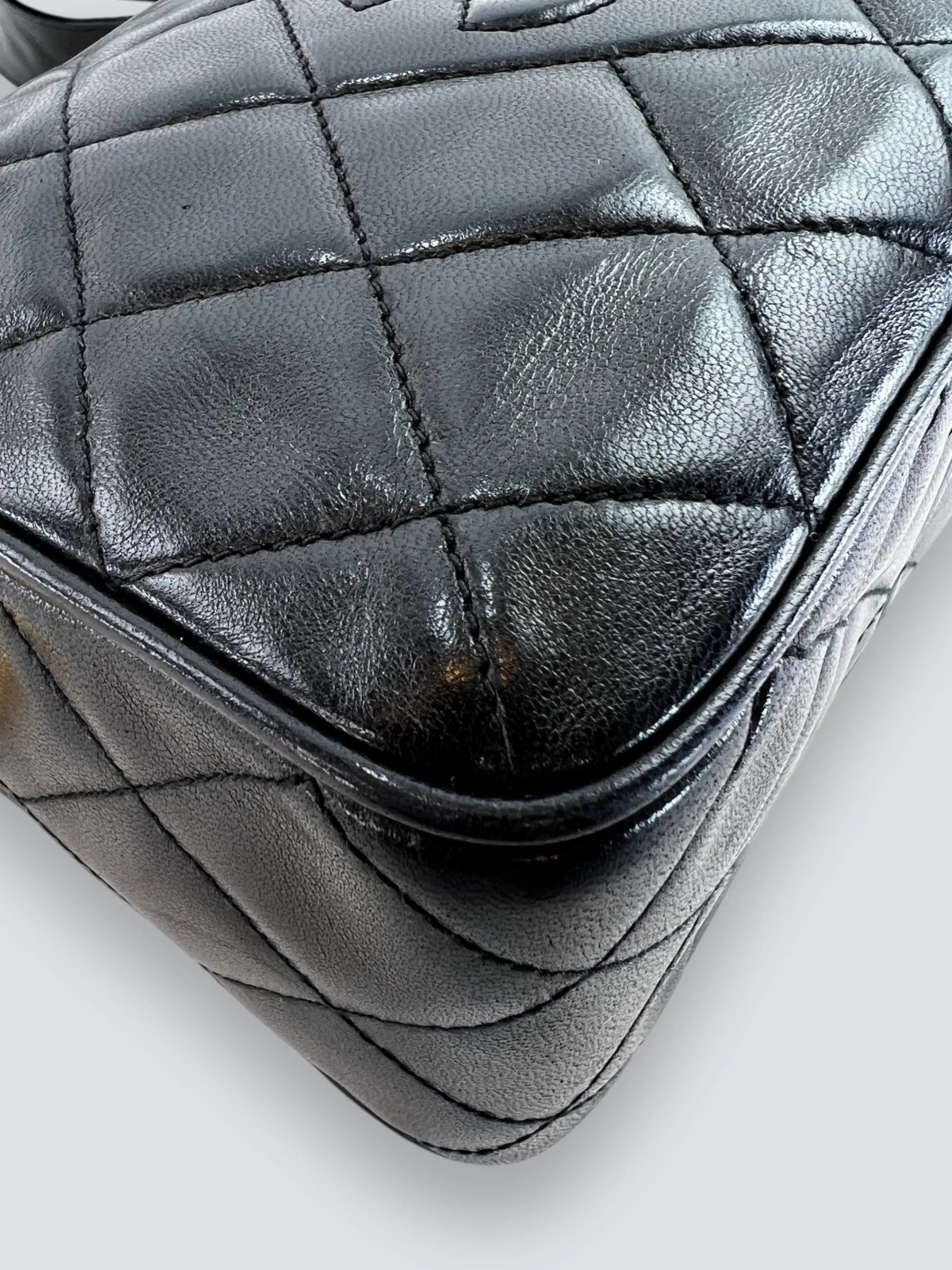 Chanel Black Lambskin Leather Vintage Camera Bag