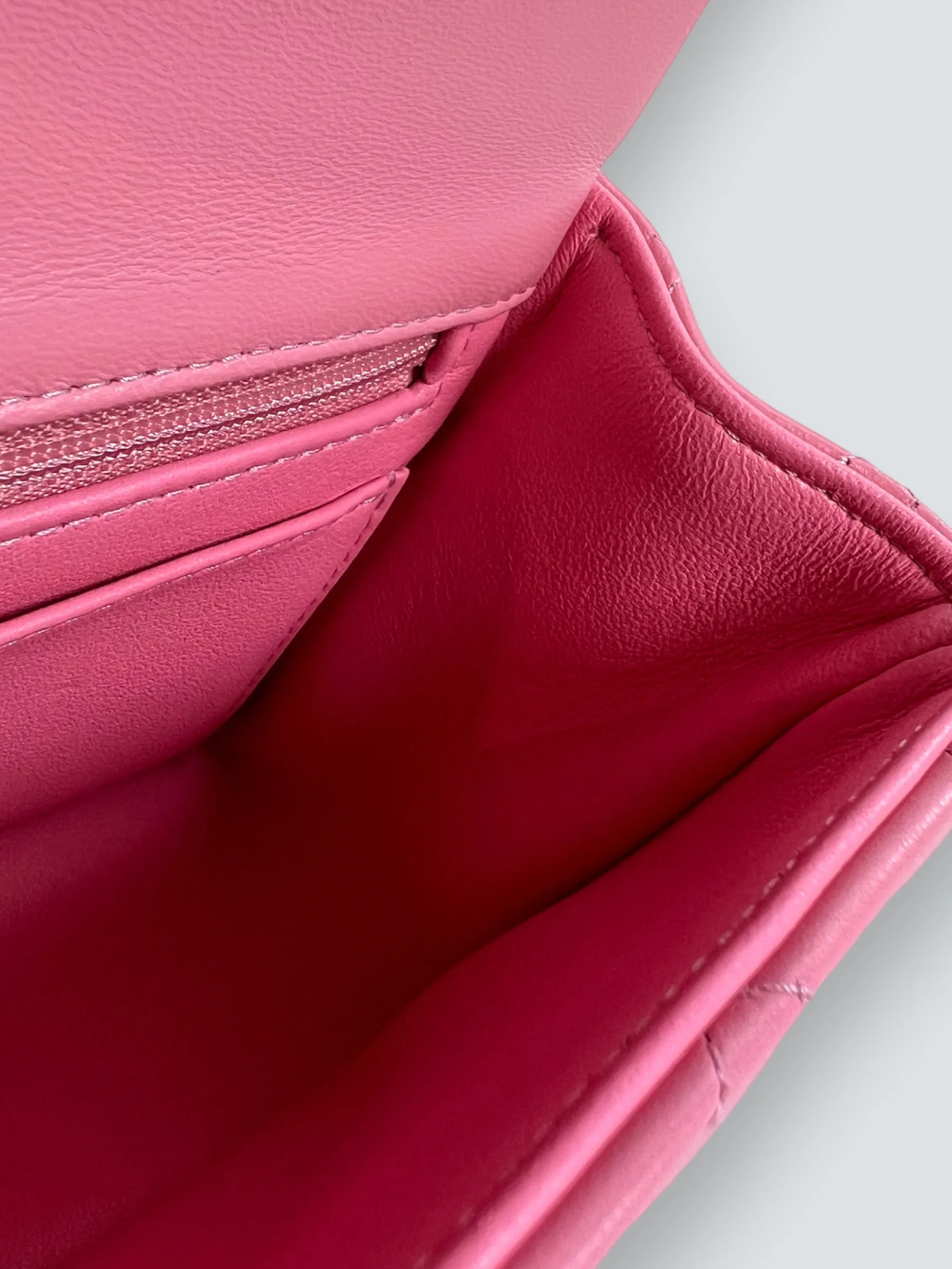 Chanel Pink Lambskin Leather Mini Rectangular Top Handle Flap