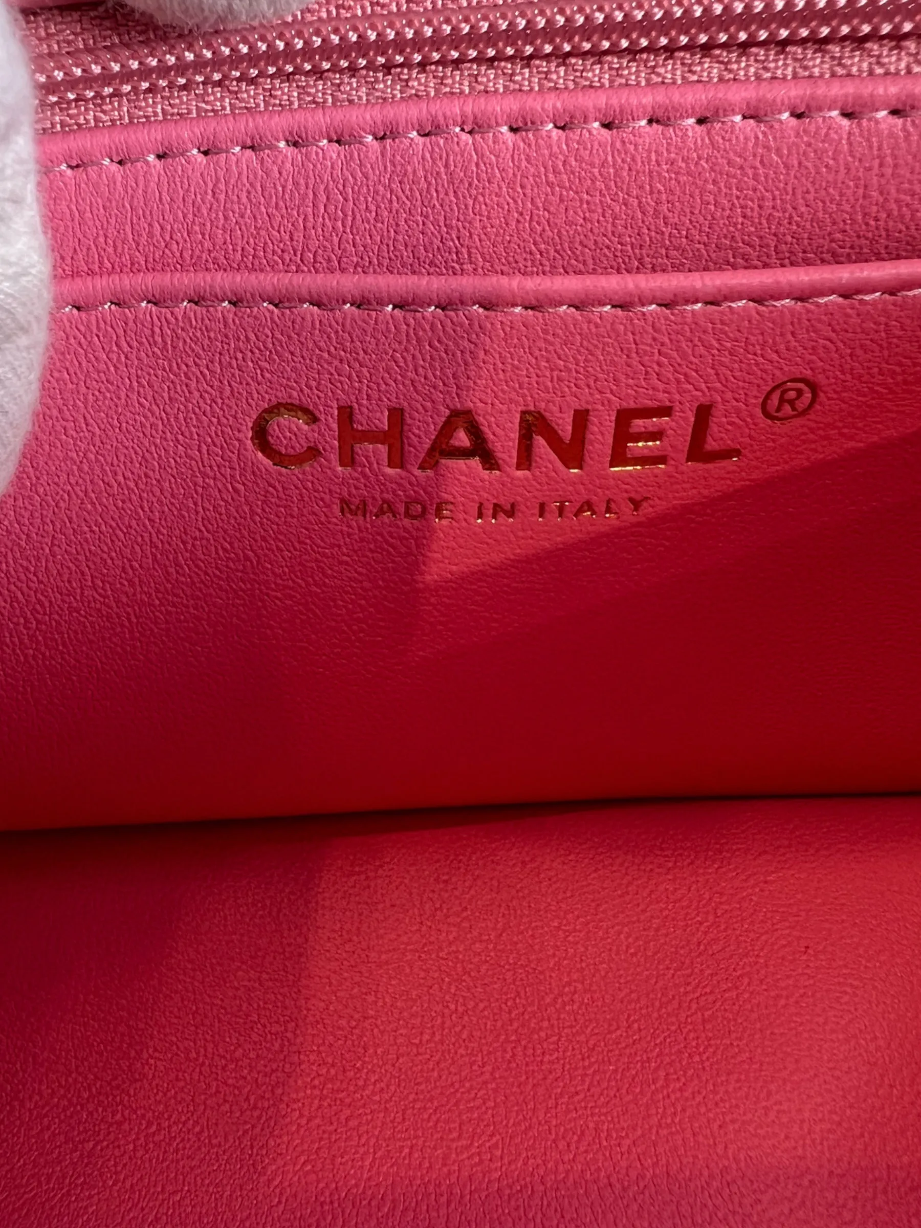 Chanel Pink Lambskin Leather Mini Rectangular Top Handle Flap