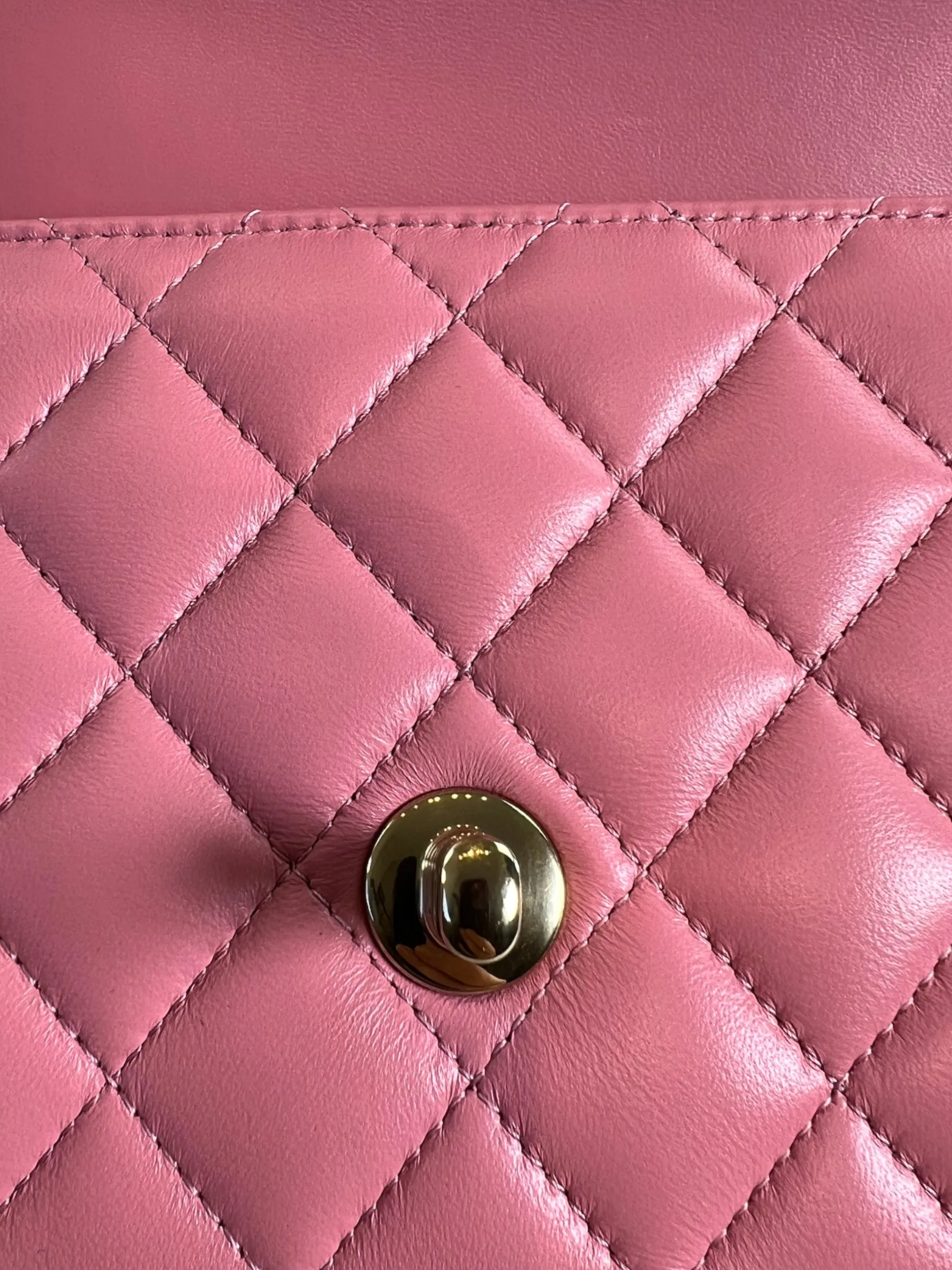 Chanel Pink Lambskin Leather Mini Rectangular Top Handle Flap