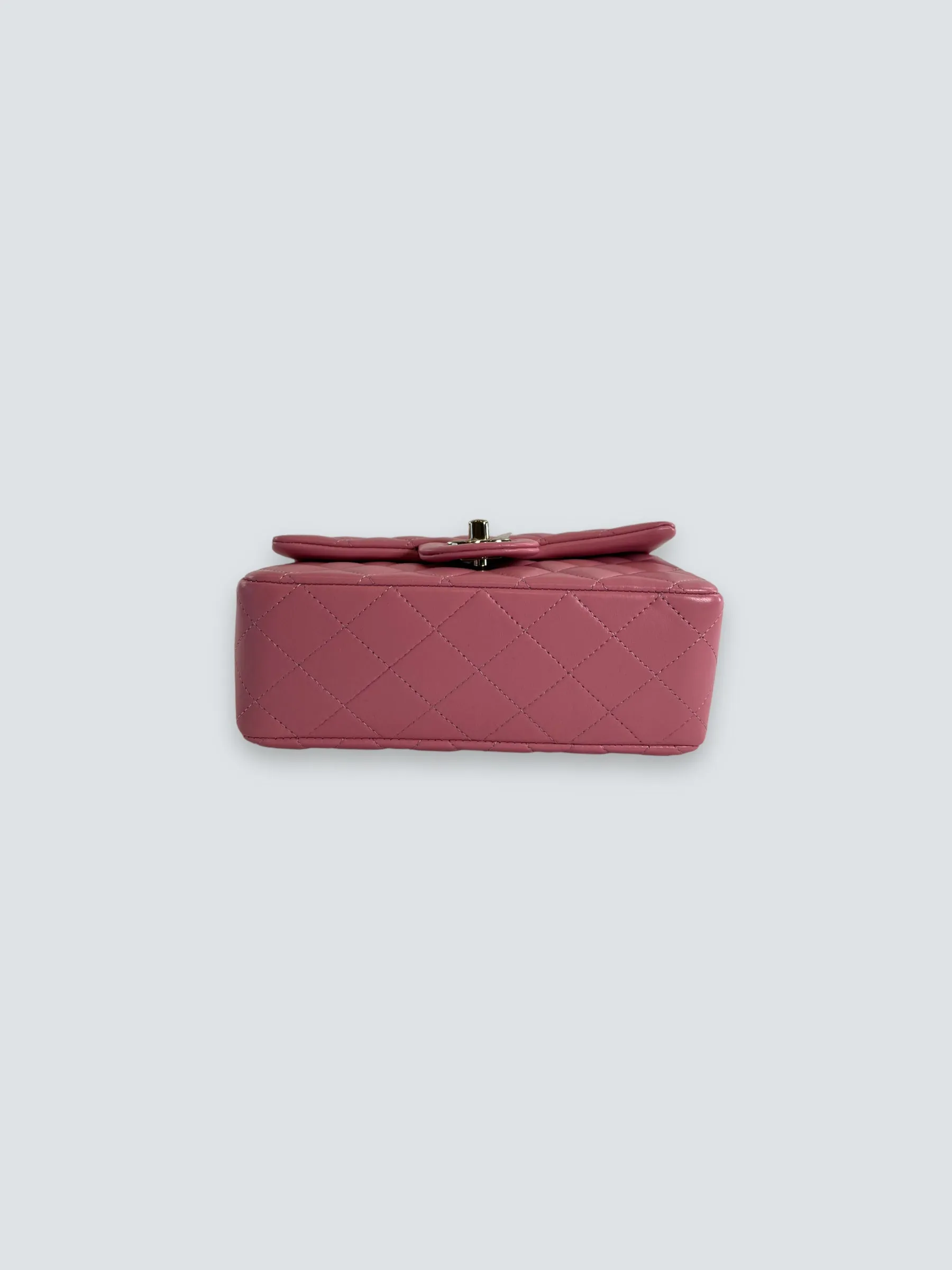 Chanel Pink Lambskin Leather Mini Rectangular Top Handle Flap