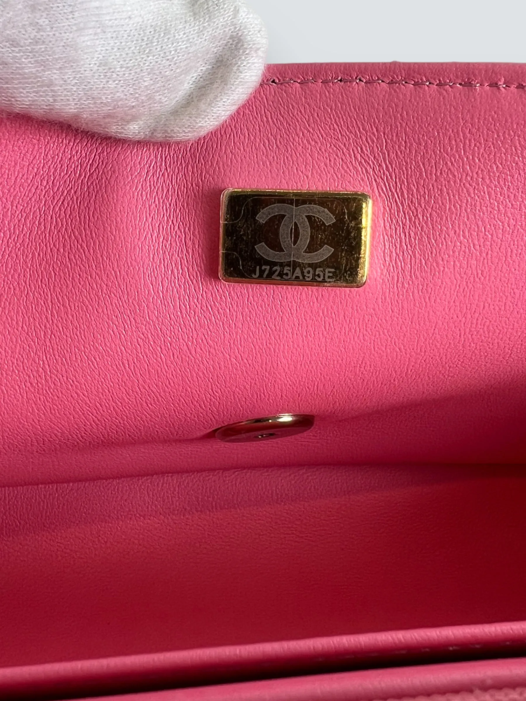 Chanel Pink Lambskin Leather Mini Rectangular Top Handle Flap