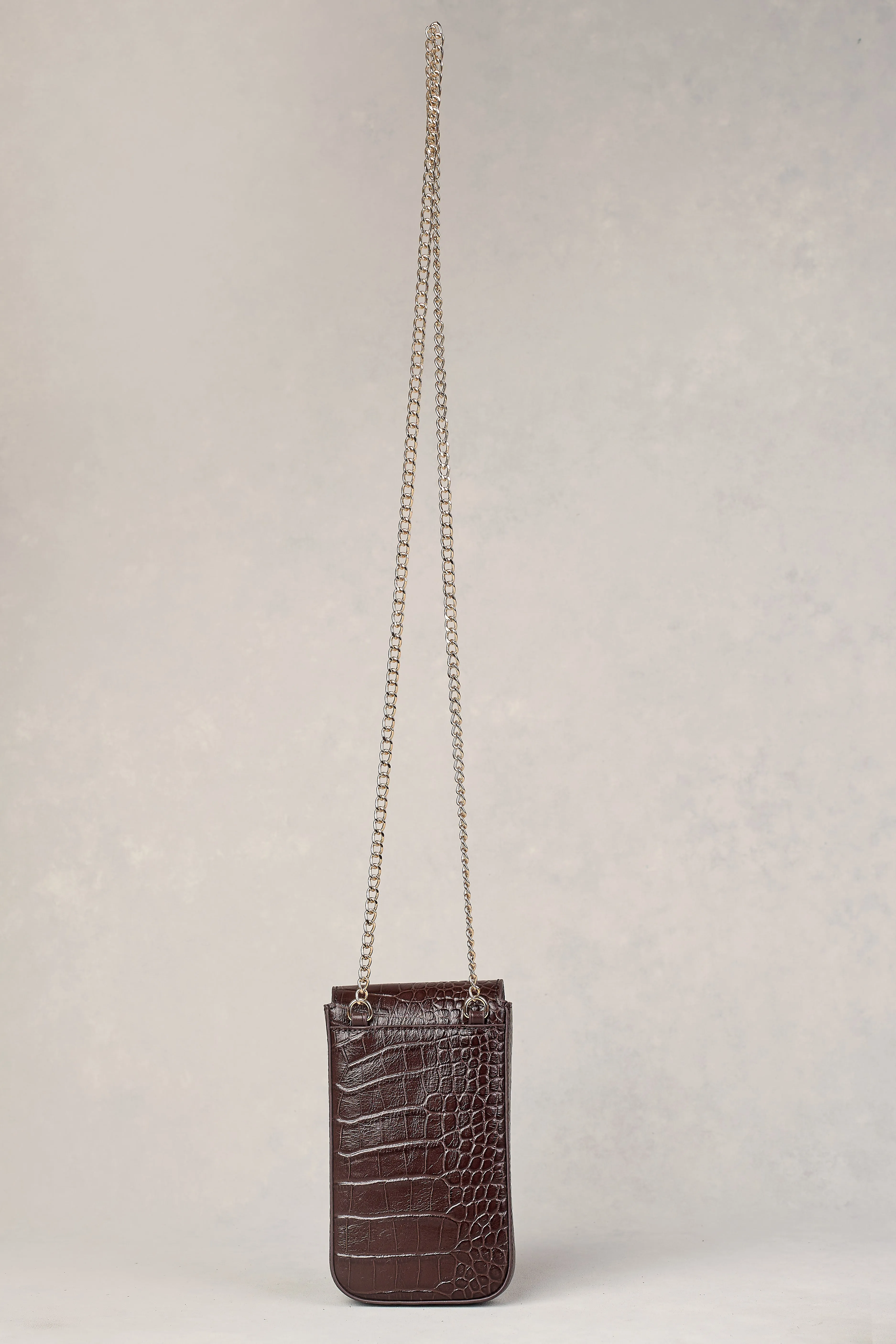 Charlotte Croc Phone Bag - Chocolate