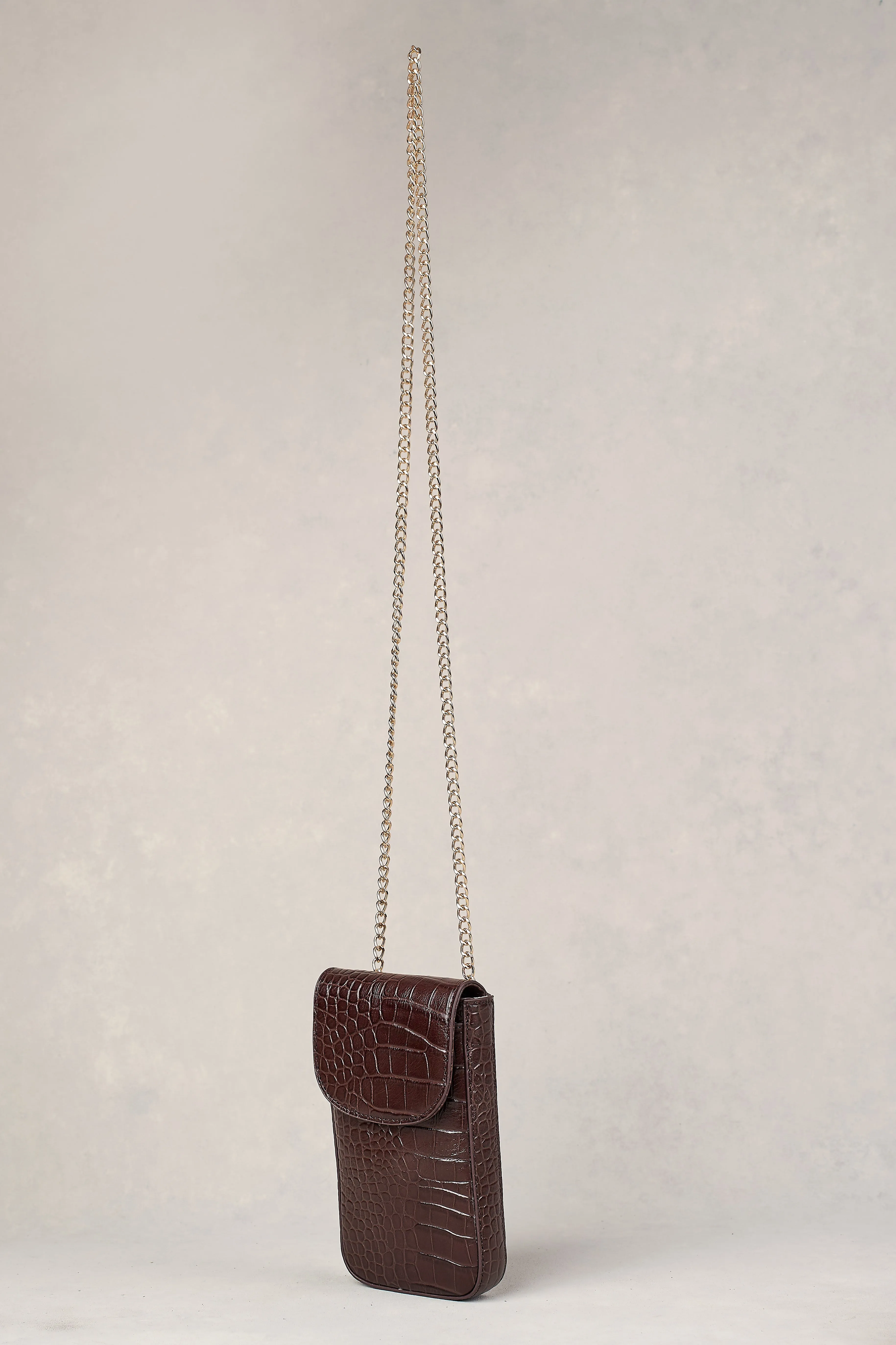 Charlotte Croc Phone Bag - Chocolate